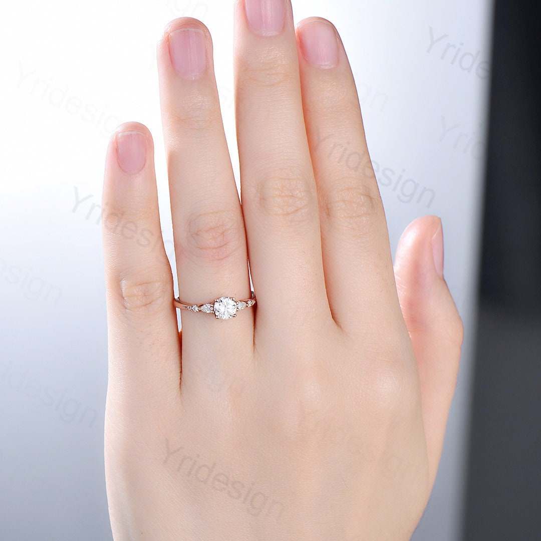 3ct Unique Moissanite Engagement Ring for Women - Dainty Rose Gold Wedding Band, Minimalist Anniversary Promise Ring - Perfect for Brides, Proposals & Special Occasions