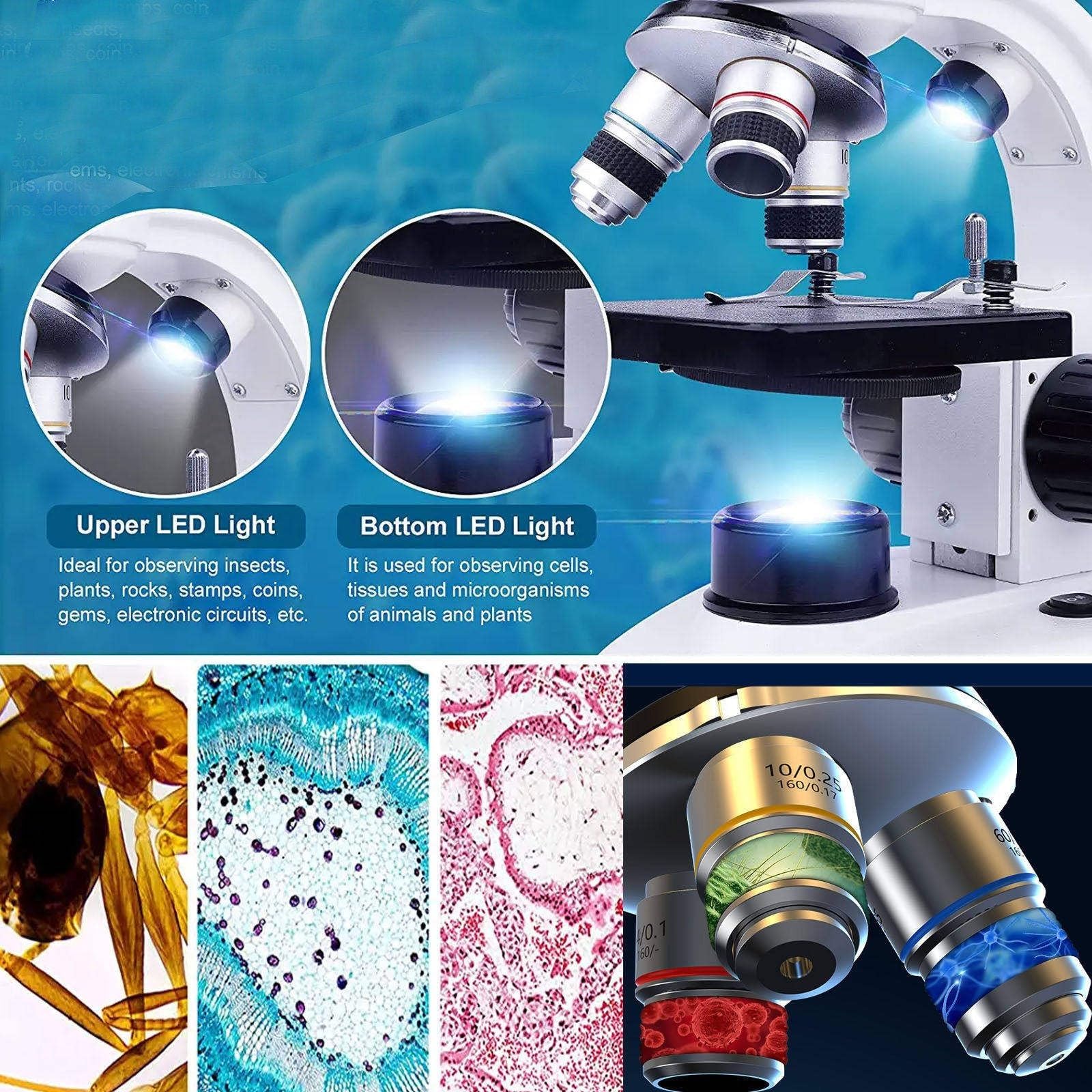 **Professional 30000x-70000x Portable Compound Trinocular Microscope Kit for Adults & Students – Includes E-Eyepiece, Storage Bag & Phone Stand – Perfect for Lab Research, Science Education & Home Learning (50000X Magnification)**    *(Ideal for Biology Studies, Classroom Experiments, Hobbyists & STEM Enthusiasts – Great Gift for Boys & Girls!)*