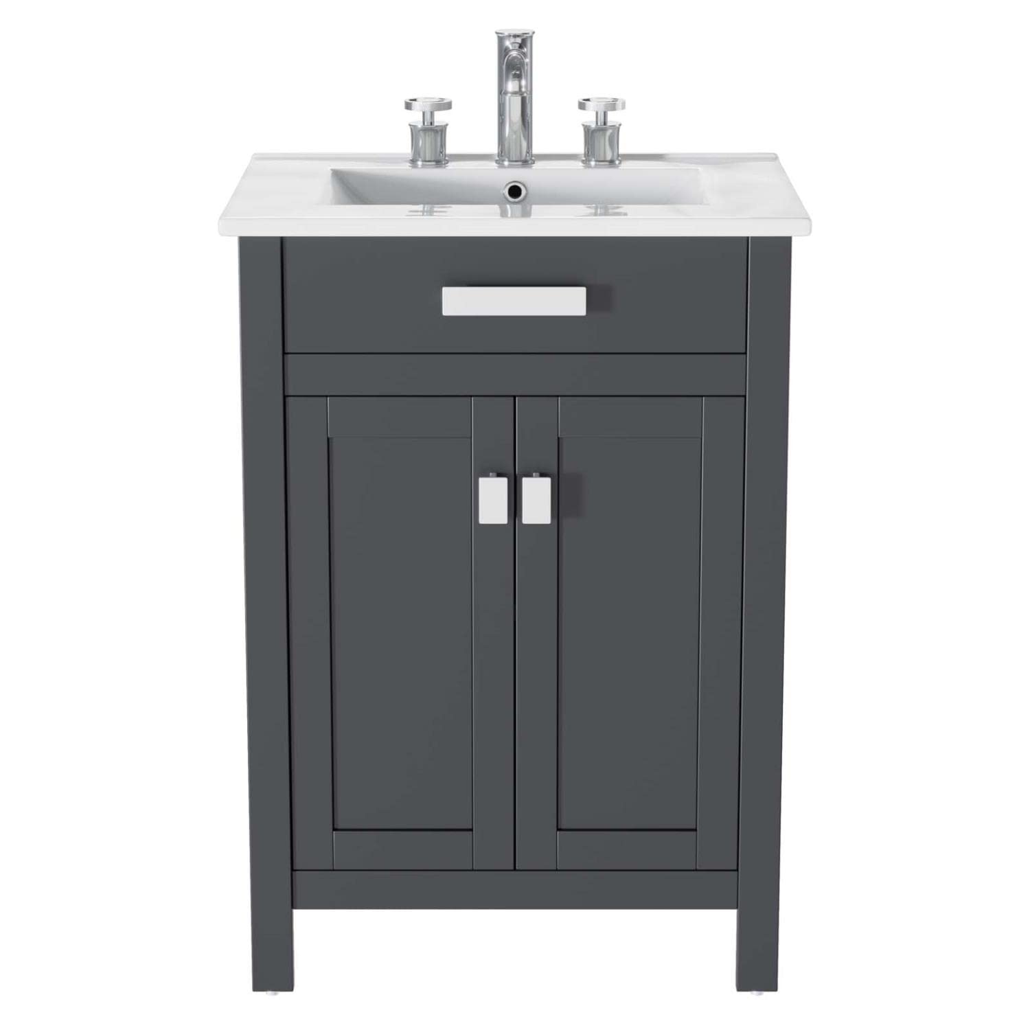Modway Laguna 24 Inch Gray White Bathroom Vanity with Sink - Modern Bathroom Furniture for Small Spaces, Apartments & Powder Rooms