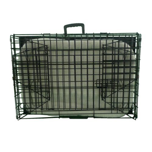 Ellie-Bo 30-Inch Black Deluxe Slanted Medium Folding Dog Crate with Metal Tray & Bed Mat - Portable Pet Cage for Travel, Home, or Training Use