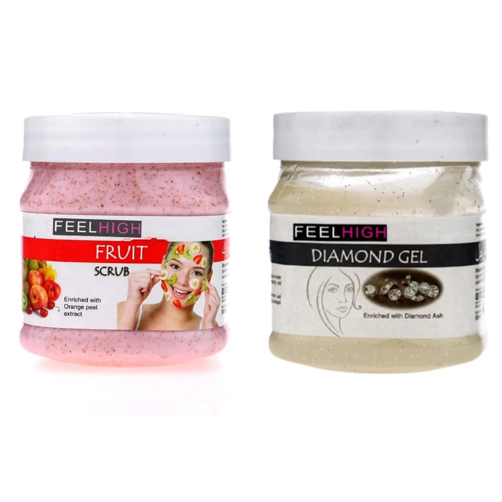 Feelhigh Exfoliating Face & Body Scrub with Fruit Extracts & Diamond Skin Purifying Gel - 2-Piece Skincare Set for Glowing Skin | Perfect for Daily Cleansing & Spa Treatments