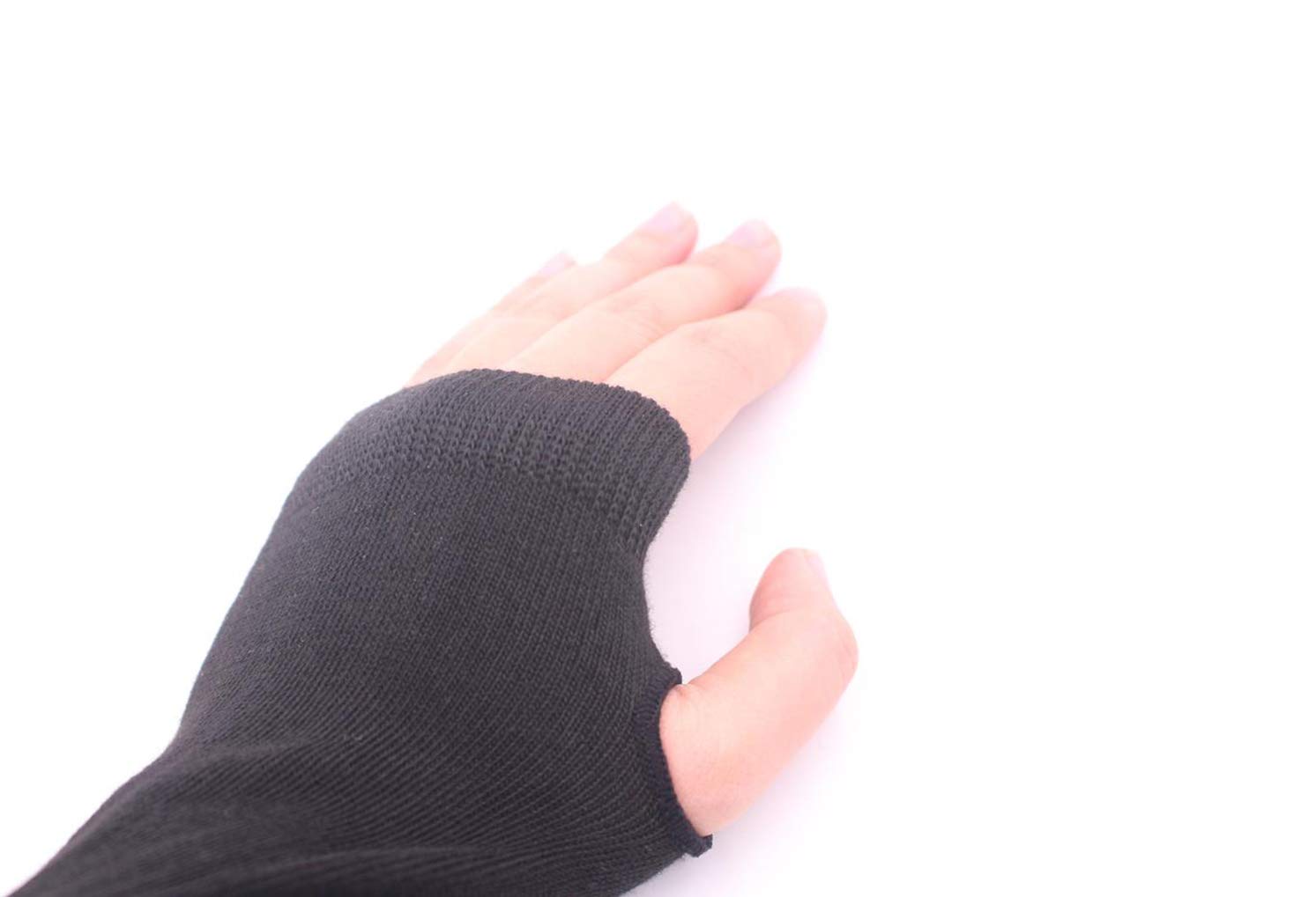 Fingerless Elastic Arm Sleeves for Women - Winter Warm Fleece Lined Arm Covers in Light Grey - Perfect for Office, Driving & Outdoor Activities