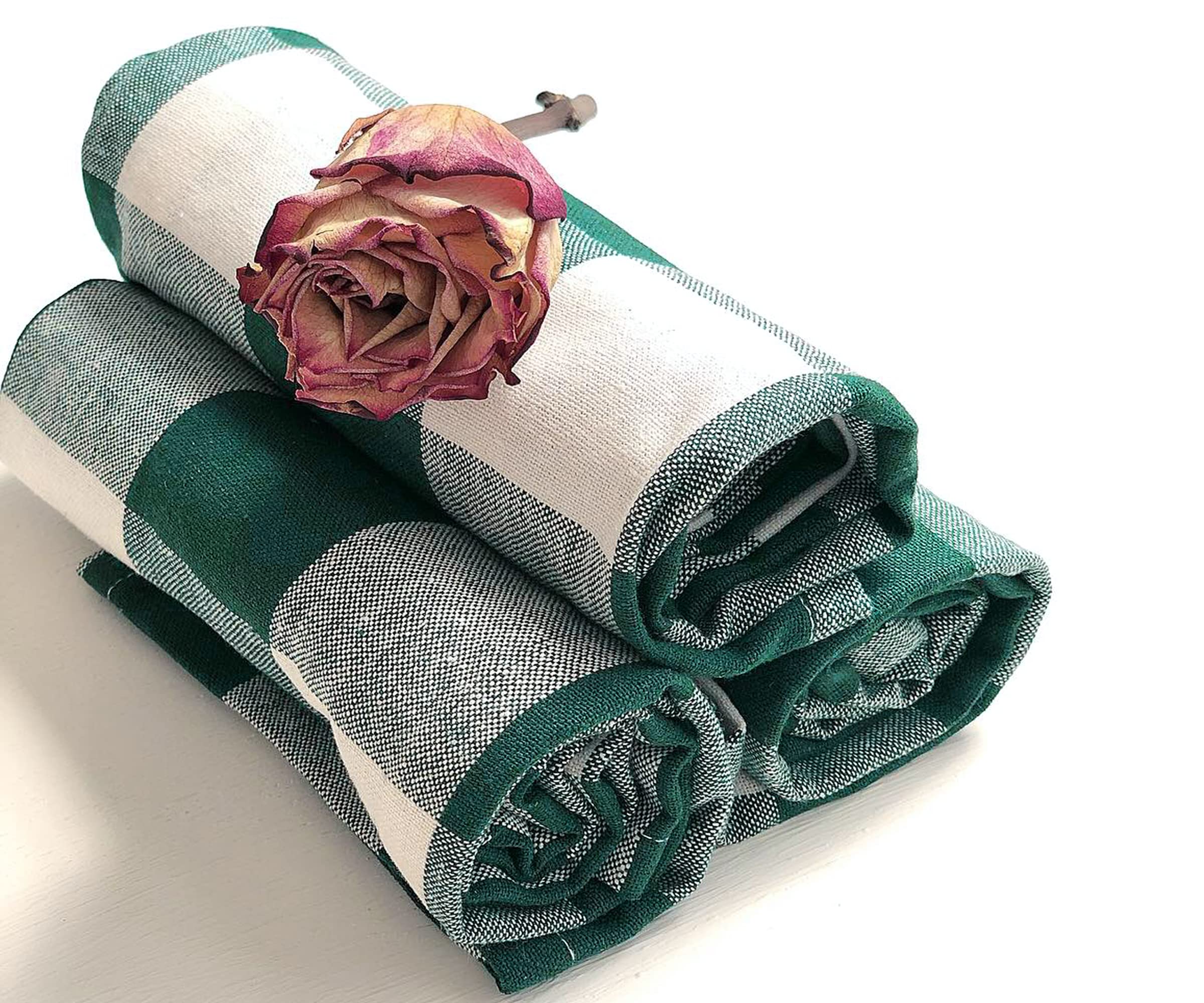 **Premium Cotton & Linen St. Patrick's Day Hand Towels – Plaid Tea Towels Set of 3 (18x28) | Soft Green & White Dish Towels for Kitchen, Spring Decor & Irish-Themed Parties**    *(Use for drying dishes, festive St. Patrick's Day decor, spring kitchen accents, or cozy farmhouse-style gifting.)*