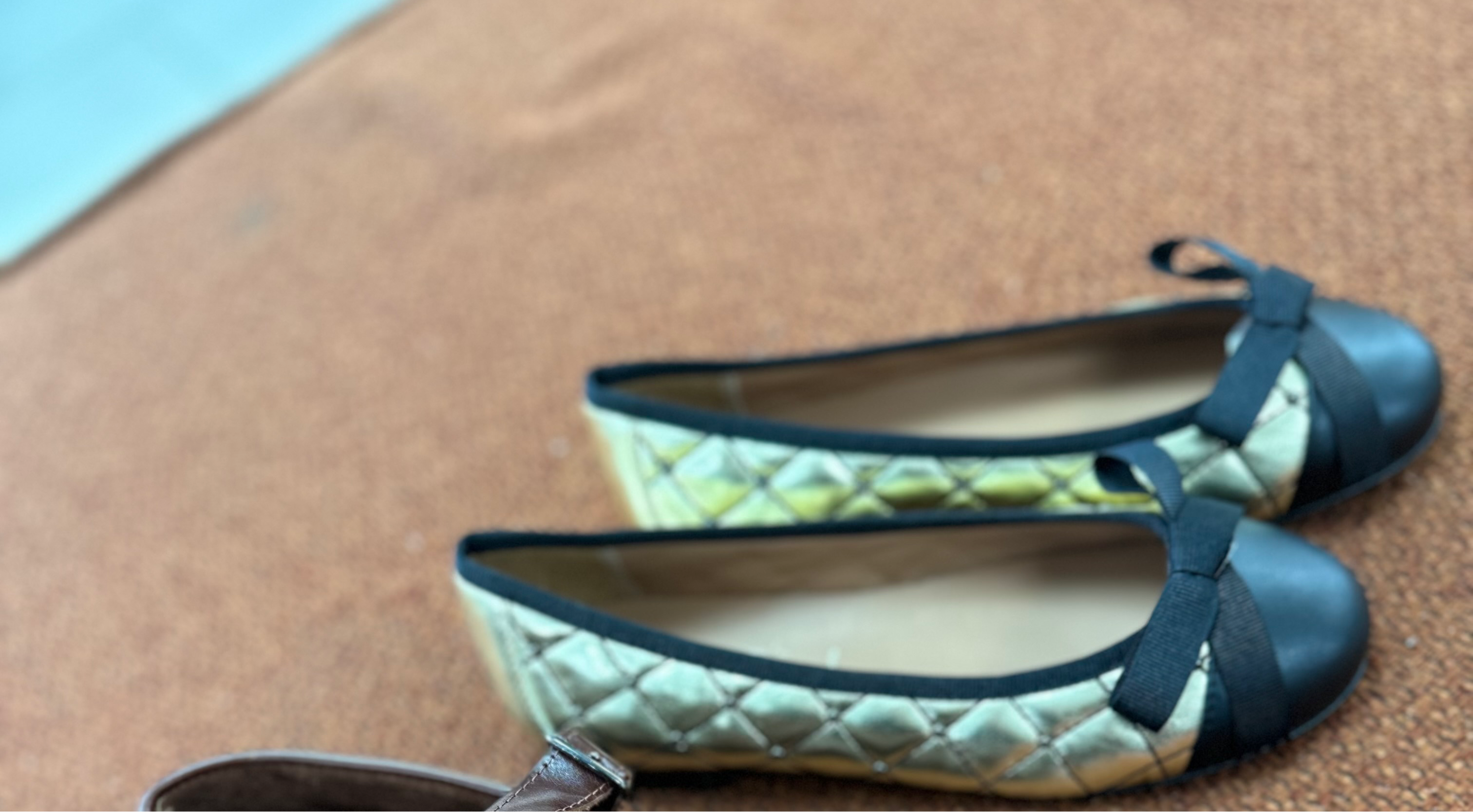 Black and Gold Studded Captoe Flats for Women - Stylish Pointed Toe Ballet Flats for Office, Party & Casual Wear