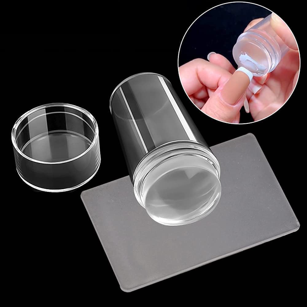 HEYOL Silicone Jelly Nail Stamper Kit - DIY French Manicure Tool with Scraper & Protective Cap for Nail Art Stamping - Perfect for Salon & Home Nail Decor (1 Pack)