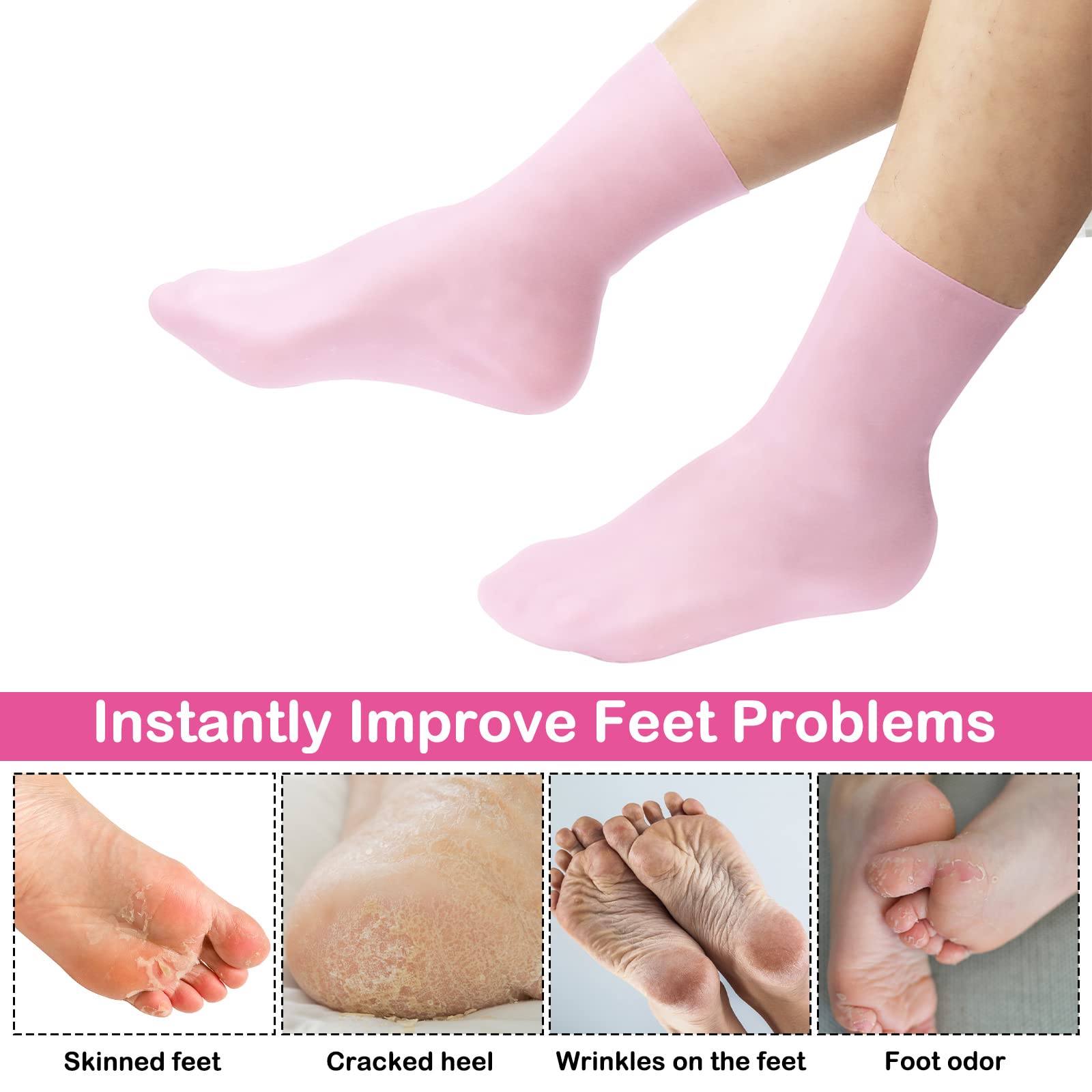 2pcs Moisturizing Gel Socks for Women - Soft Silicone Foot Care for Dry Skin & Cracked Heels - Home Spa & Night Treatment