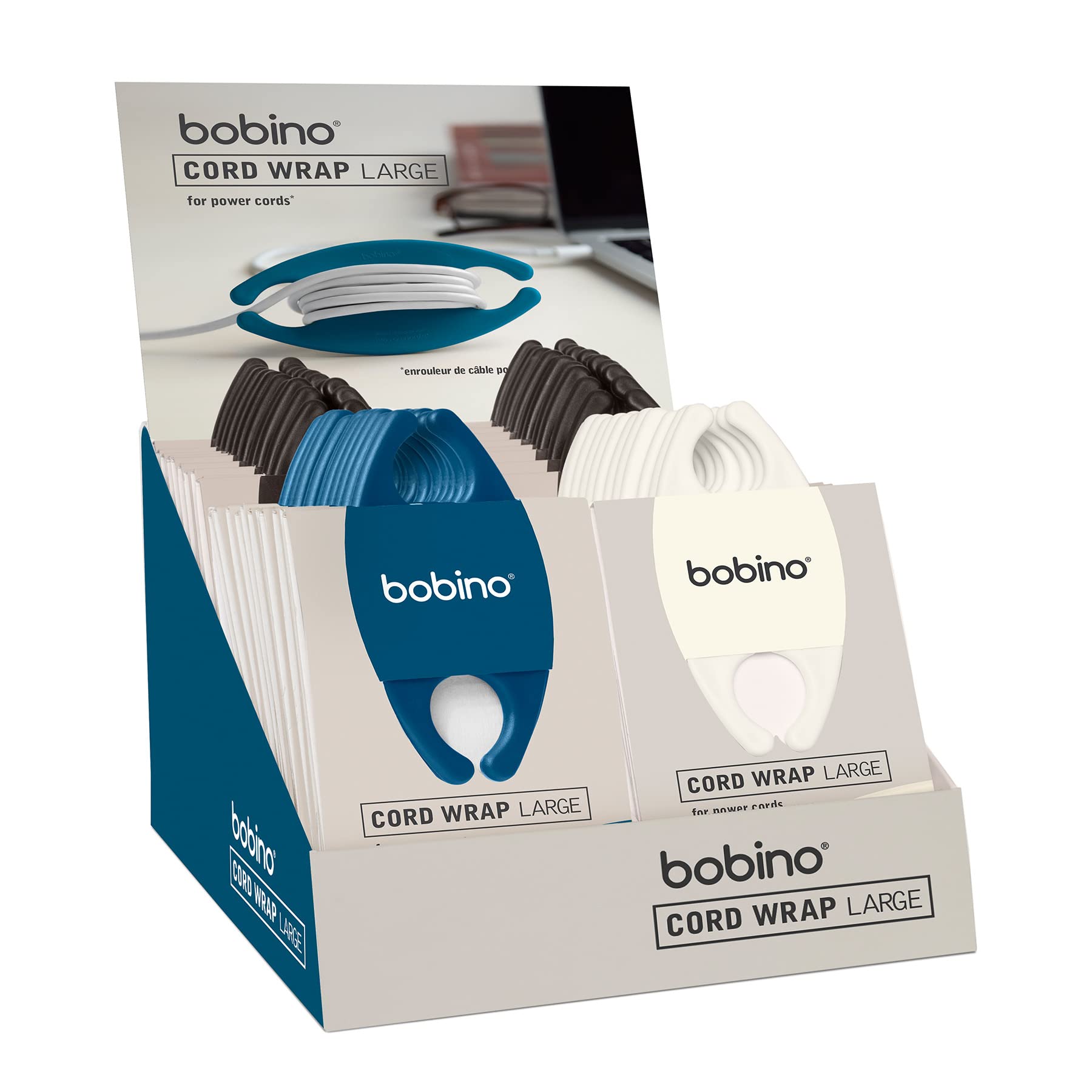 Bobino Cord Wrap & Cable Organizer - 3 Pack Desk Cable Management System for Wire & Cord Ties, Under Desk Cable Holder - Perfect for Home Office, Gaming Setup & Computer Accessories Organization