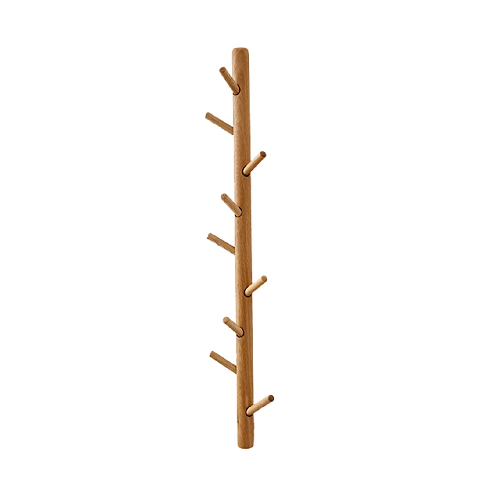 DYXIA Wooden Wall Mounted Coat Rack with 9 Hooks - Natural Wood Color Tree Branch Design for Jackets, Hats, Bags & Home Decor - Perfect for Entryway, Bedroom, and Closet Organization
