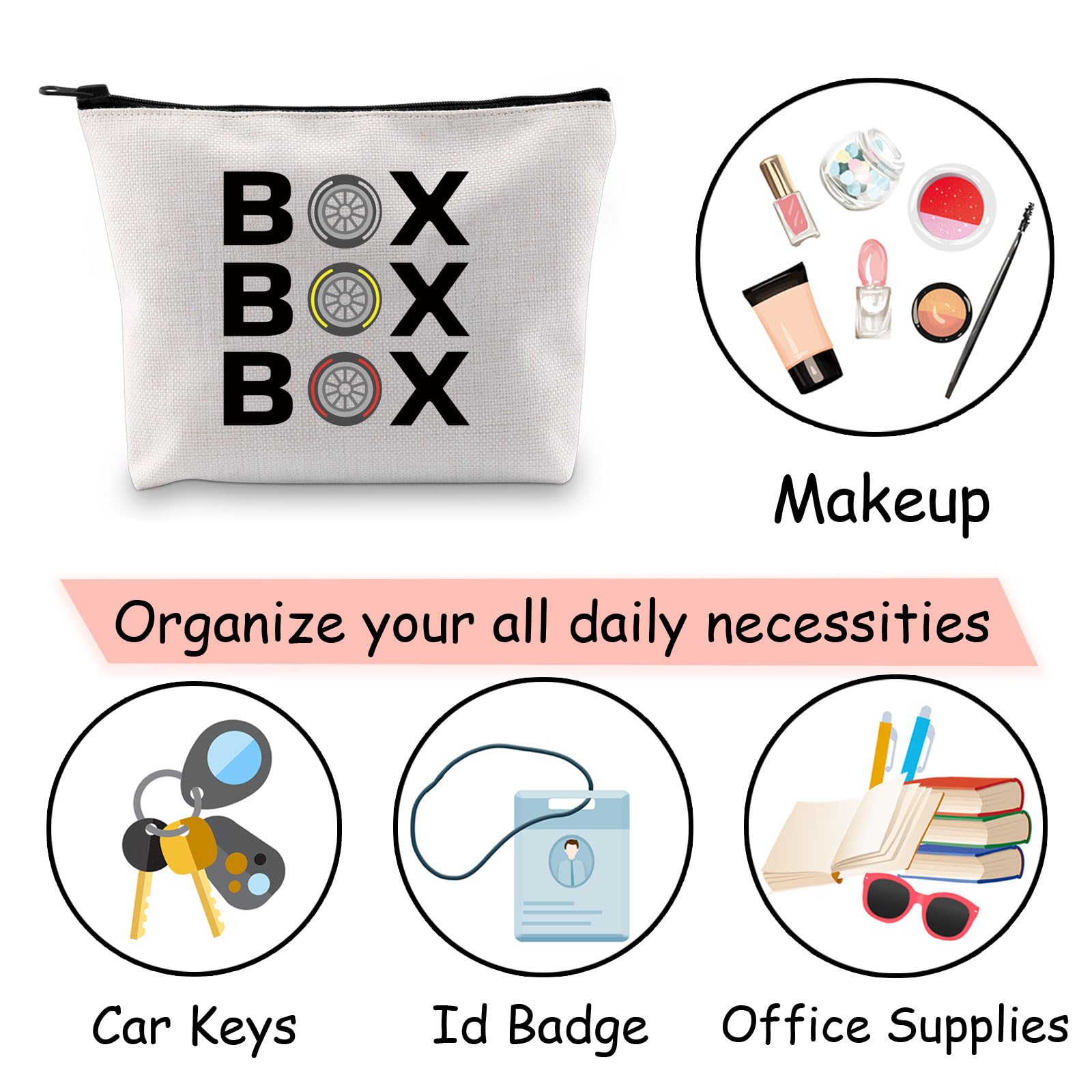 JXGZSO Funny Car Racing Cosmetic Bag - Waterproof Makeup Pouch for Racing Fans | Perfect Gift for Boyfriend, Husband & Car Enthusiasts | Great for Travel, Gym & Daily Use