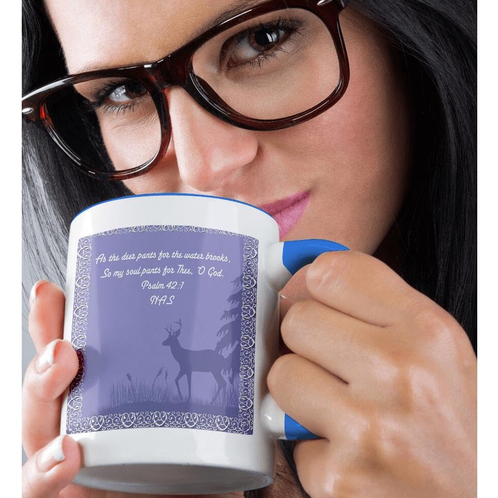 3D Deer Bible Verse Coffee Mug 15oz - Gift for Christian Tea Lovers
