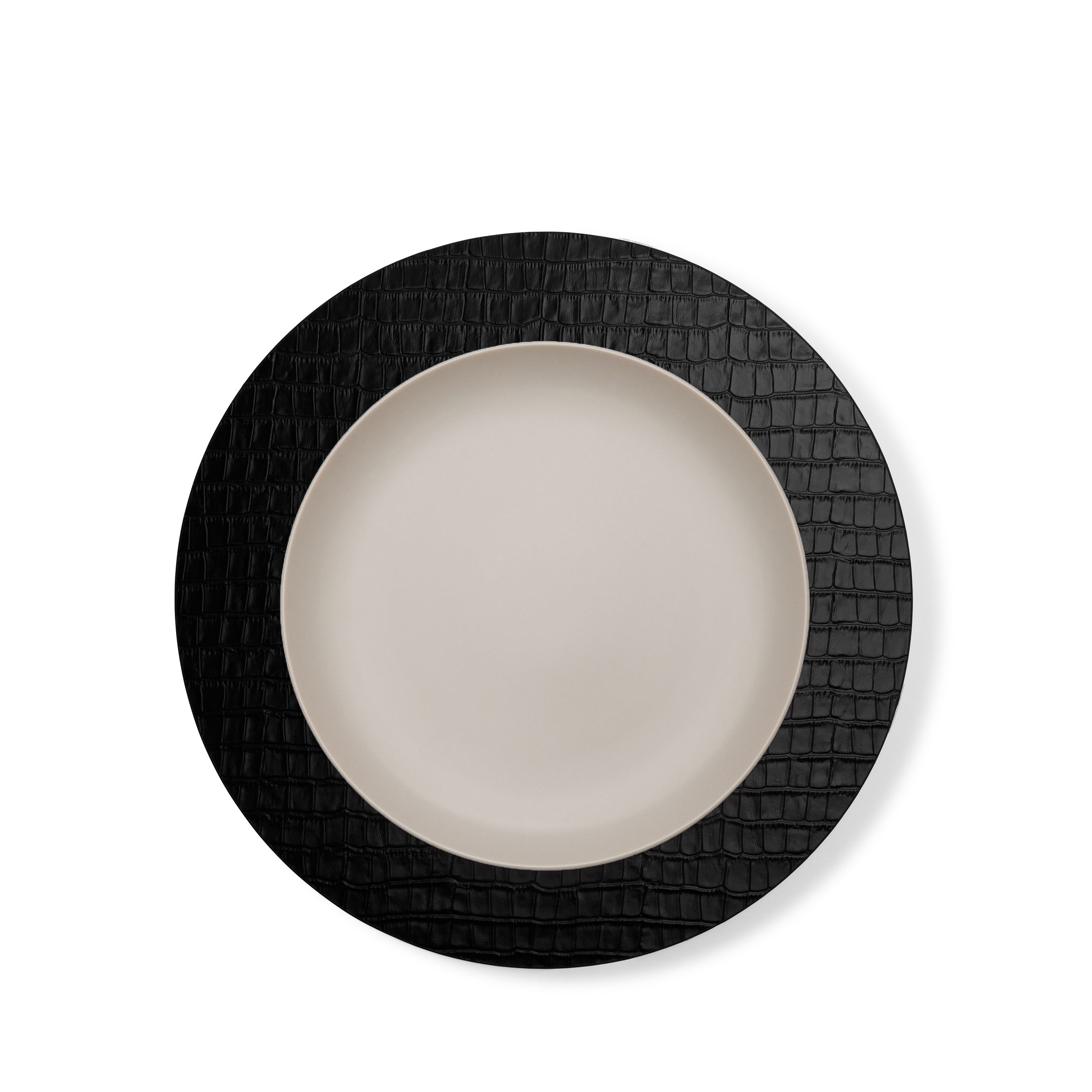 Modern Round Placemats Set of 2 - Black Crocodile Texture - Waterproof & Heat Resistant - Perfect for Dining Table, Kitchen, and Party Decor
