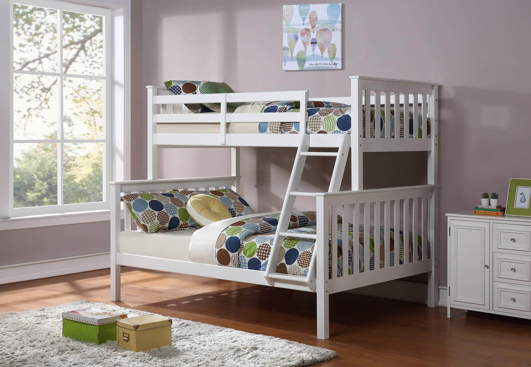 Tofino Twin Over Full Wooden Bunk Bed - Solid Wood Frame, 3 Color Options for Kids & Teens Bedroom, Guest Room or Vacation Home