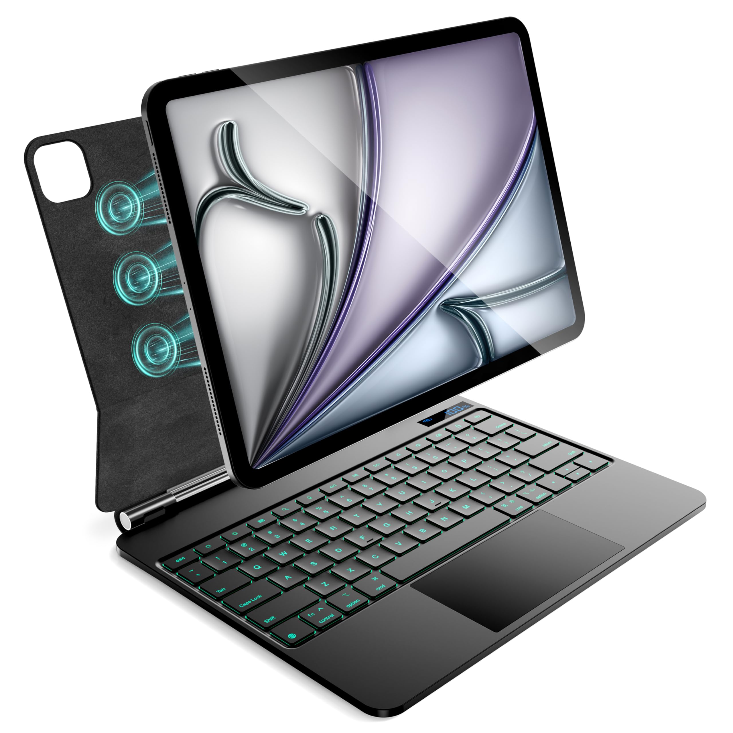 Magic Keyboard for iPad Air 13 inch (M3 2025 & M2 2024) & iPad Pro 12.9 (6th/5th/4th/3rd Gen) - Magnetic Attach, Multi-Gesture Trackpad, 7-Color Backlit with Shortcut Keys - Perfect for Work, Study & Creative Projects (Black)