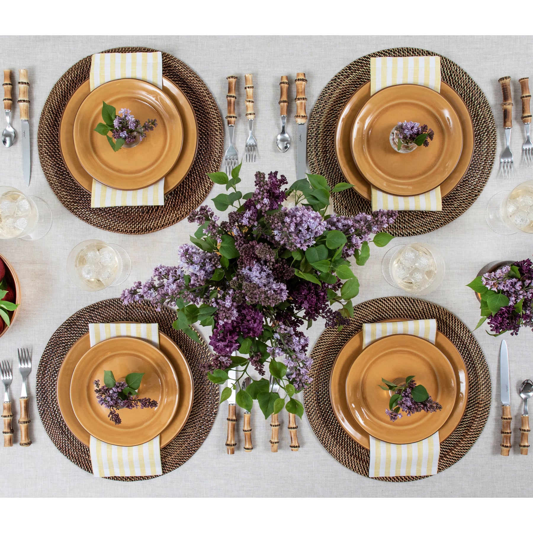 Amalfi Stripe Cotton Napkins Set of 12 - Premium Dinner Napkins for Formal Dining, Parties & Holiday Table Decor - Elegant Italian-Inspired Table Linens