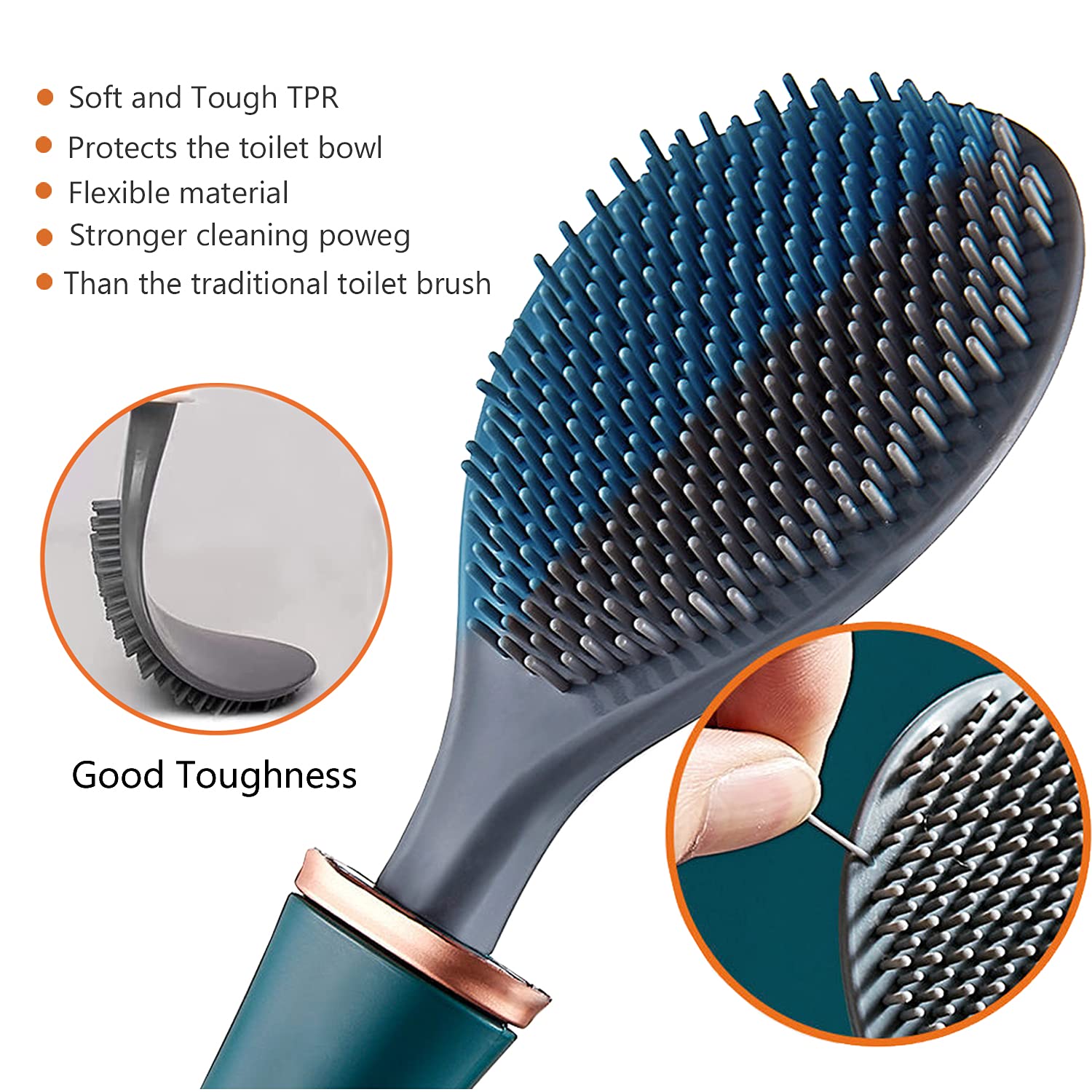 Automatic Opening & Closing Silicone Water Drop Toilet Brush Set with Wall-Mounted Holder - Bathroom Cleaning Tool for Toilet Bowl, White - Perfect for Small Spaces & Hygienic Bathroom Maintenance