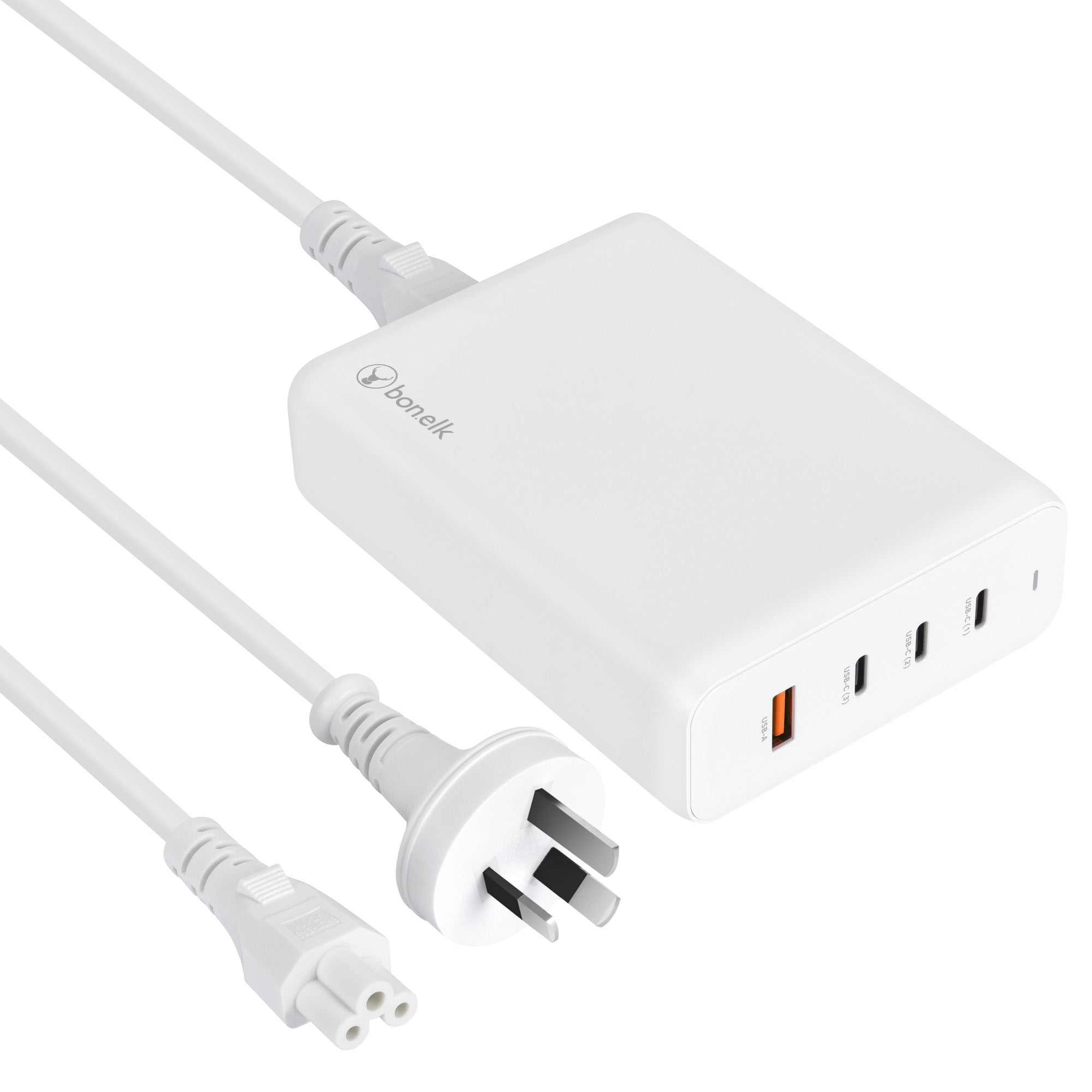 Bonelk 240W Fast Charging Station with 3 USB-C Ports & 1 USB-A Port - Compact Desktop Charger for iPhone 15/14/13, MacBook, iPad, Samsung Galaxy - Perfect for Home, Office & Travel (White)