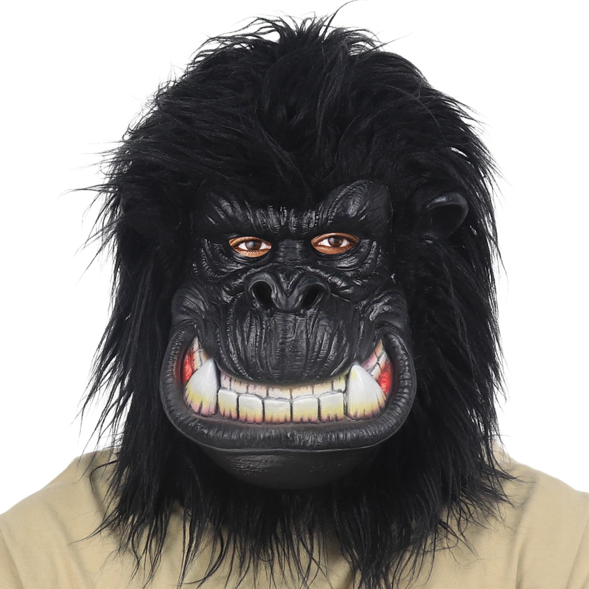 Gorilla Mask Hairy Latex Animal Costume - Realistic Monkey Head Mask for Halloween, Cosplay, Carnival & Themed Parties - Perfect for Costume Events, Role Playing & Fun Gatherings