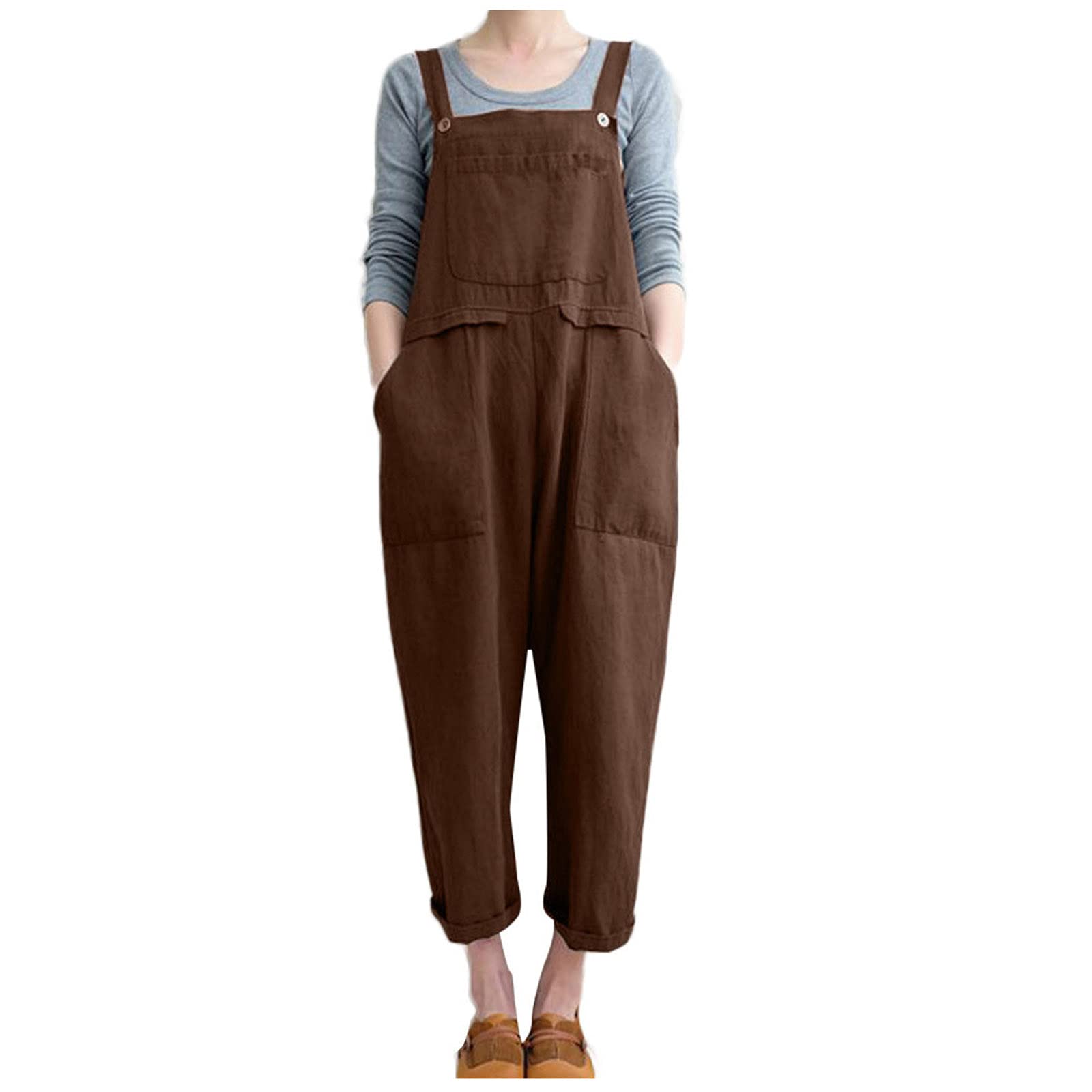 Women's Sleeveless Jumpsuit - Loose Cotton Linen Romper with Wide Leg Harem Pants | Casual Summer Outfit for Beach, Travel & Everyday Wear