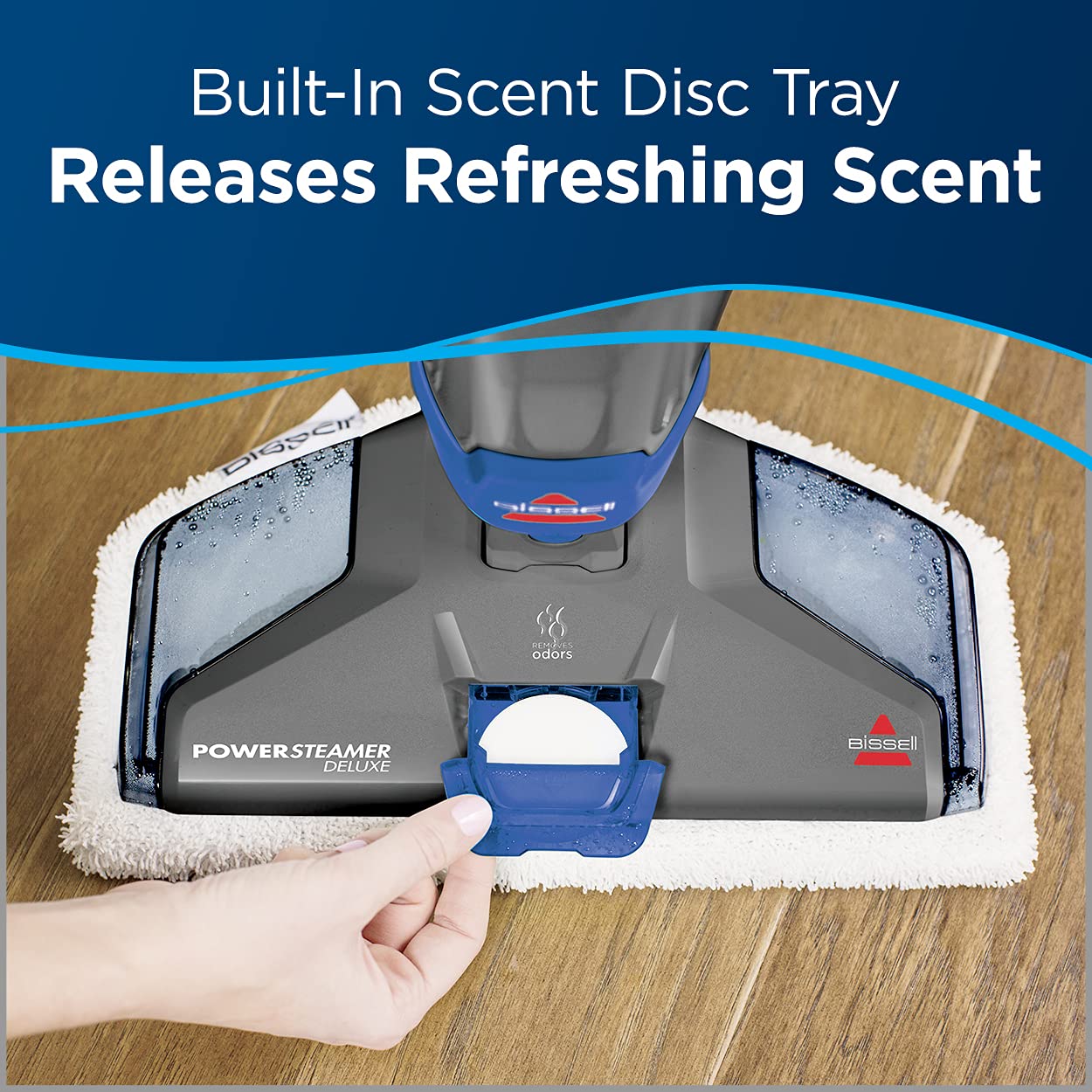 BISSELL PowerSteamer Deluxe Steam Mop with Detachable SpotBoost Brush - Includes 2 Soft Pads & 1 Scrub Pad (Model 1806D) - Perfect for Hardwood Floors, Tile & Laminate Cleaning - Deep Cleans Pet Hair, Stains & Grime