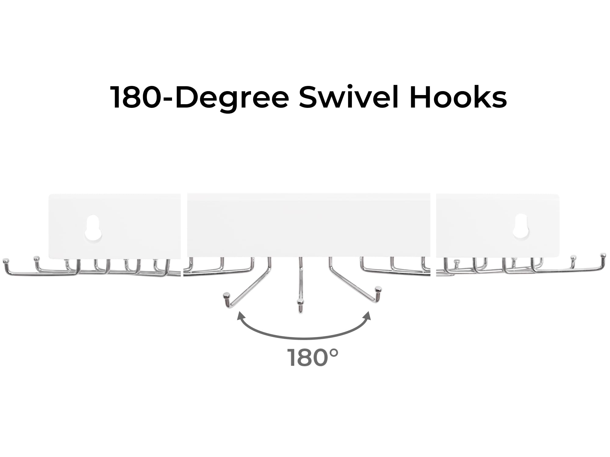 StorageWorks 20-Hook Wooden Tie Rack - 2 Pack Wall Mounted Organizer for Neckties, Belts & Hats (White) | Perfect for Closet, Bedroom & Office Organization