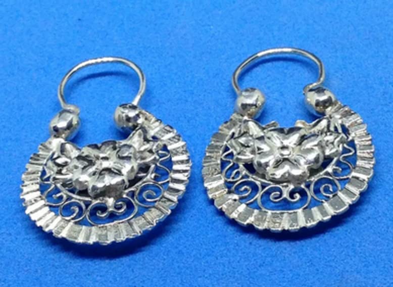 Arracada Jerezana #2 Double View .950 Sterling Silver Earrings | Fast DHL Shipping | Perfect for Weddings, Parties & Special Occasions