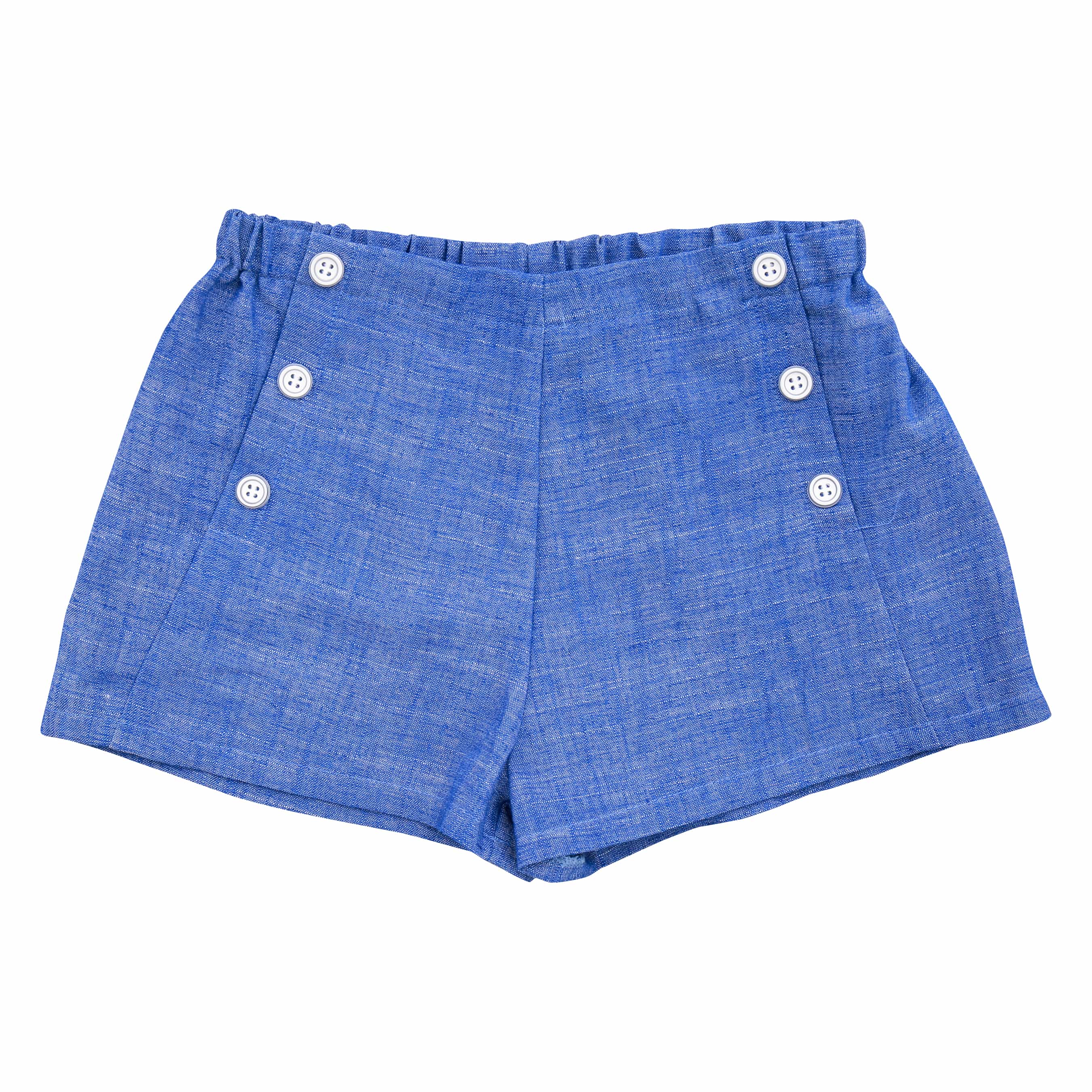 Sailor Button Shorts for Women - Blue Chambray Denim High Waist Summer Shorts | Casual Beachwear, Vacation Outfits & Street Style Fashion