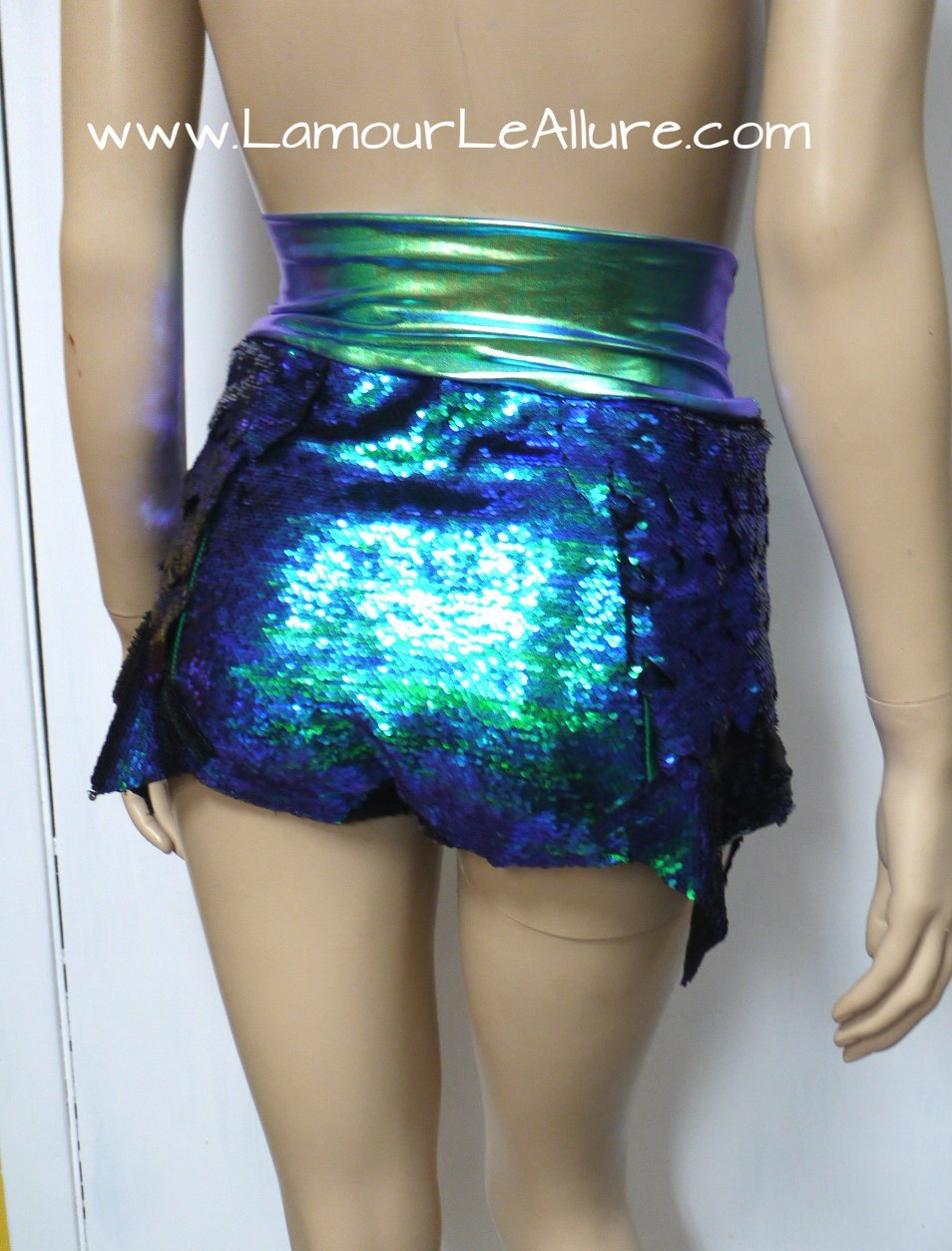 Ariel Iridescent Dragon Scale Mermaid Siren Rave Shorts - Sexy Costume for Women, Halloween Party, Cosplay, Festival & Rave Outfits