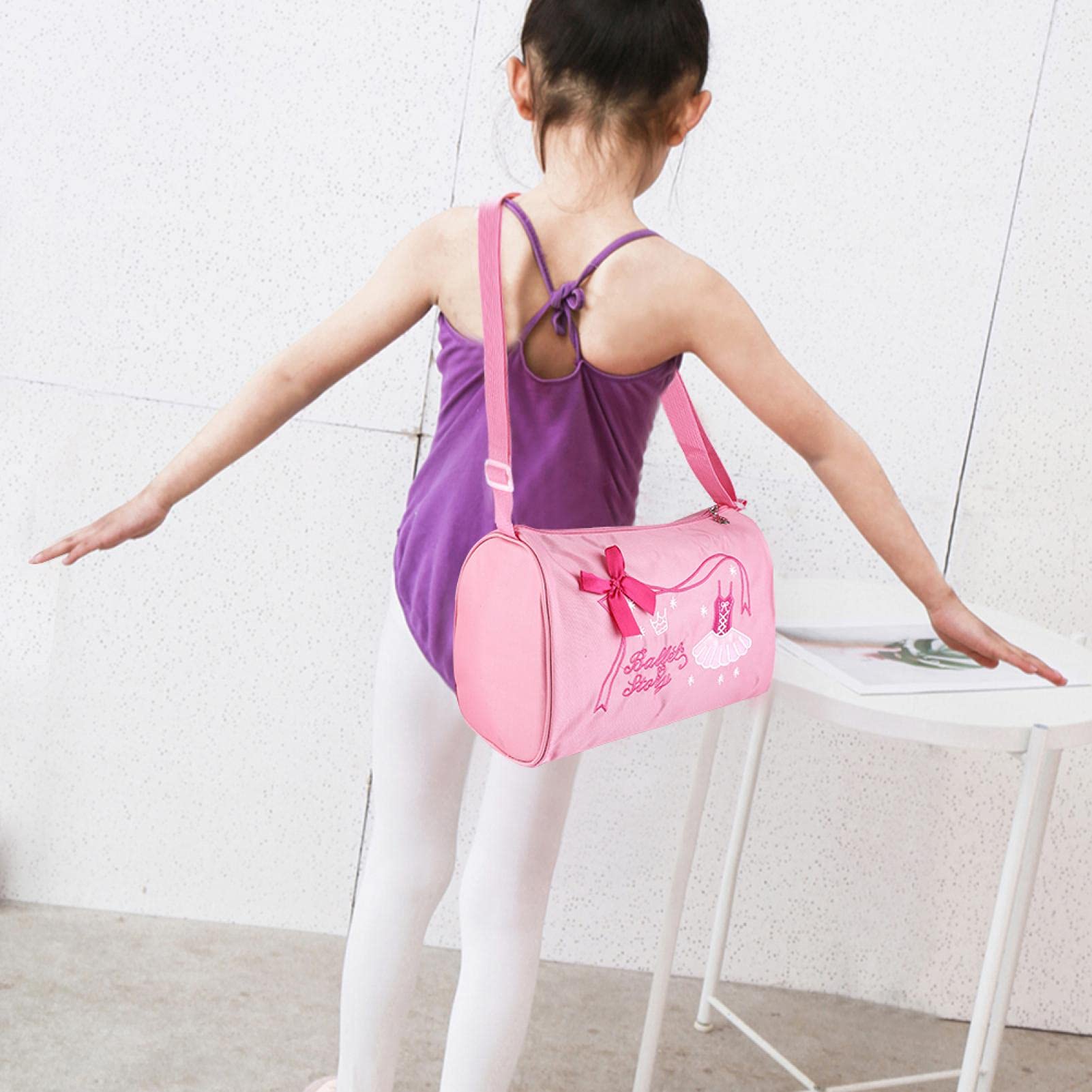 Kuuleyn Large Capacity Adjustable Ballet Dance Bag for Girls - Embroidered Backpack for Classical Dance, Ballet Class & Performance | Perfect for Dance School, Recitals & Travel