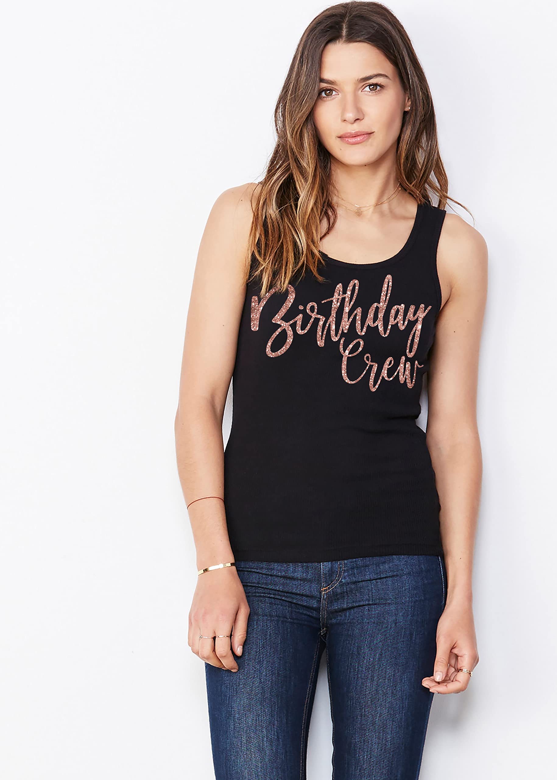 Rose Gold Birthday Shirts for Women - Elegant Birthday Tank Tops - Perfect for Parties, Girls Night Out & Special Celebrations