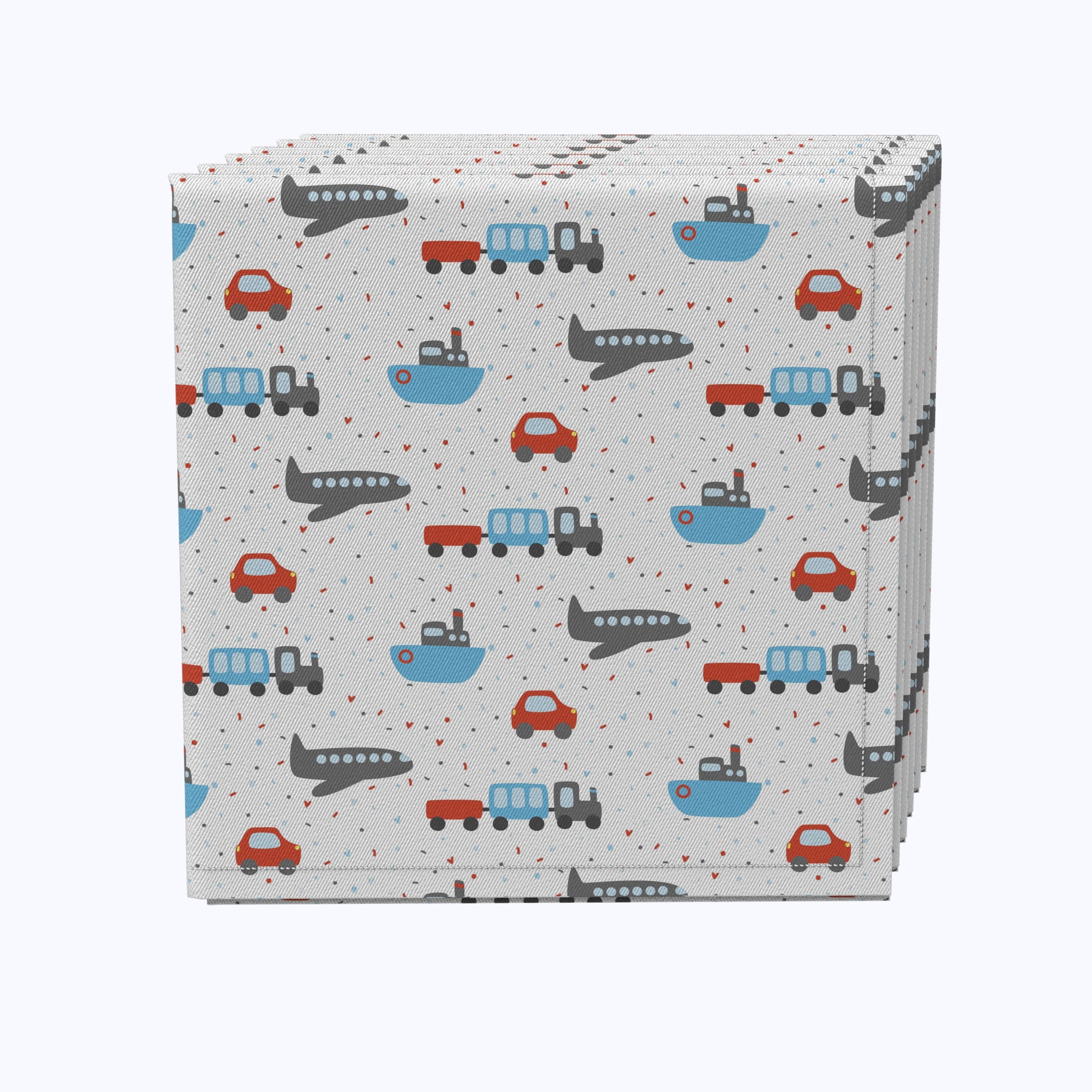 Colorful Transportation Themed Napkins - Trains, Planes, Cars & Boats Design - Perfect for Kids Birthday Parties, Baby Showers & Themed Events