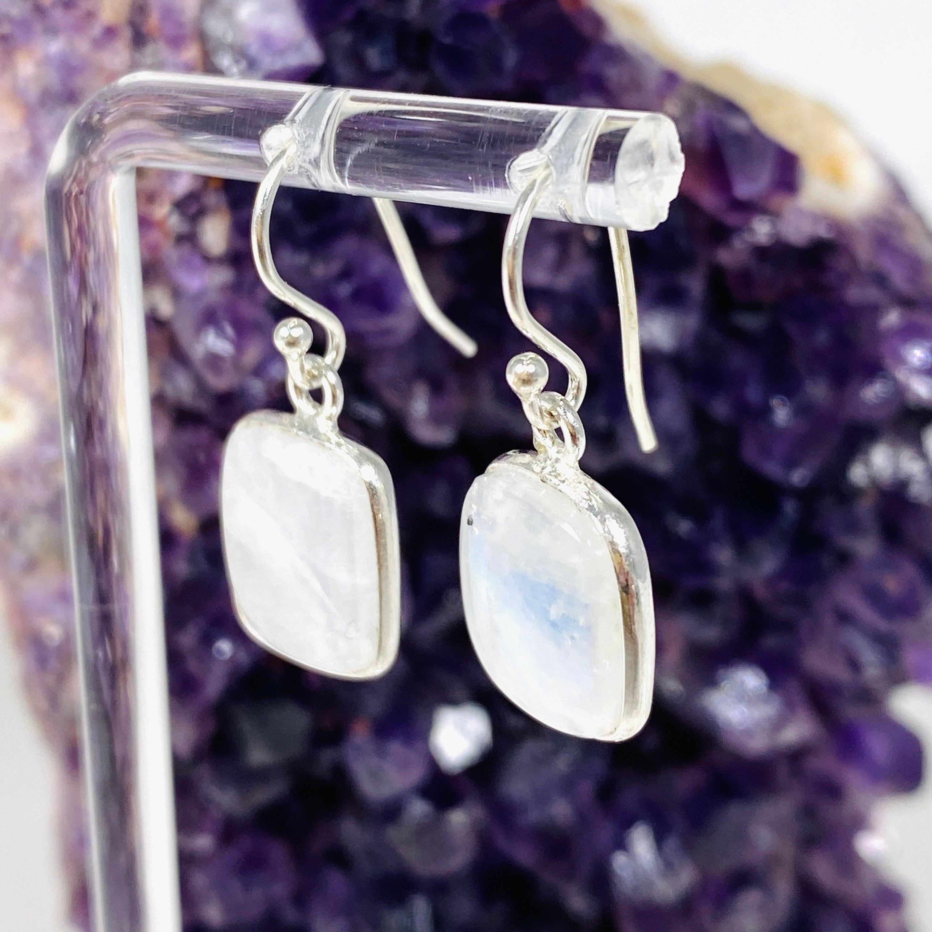 Moonstone Diamond Earrings 925 Sterling Silver Dangle Earrings for Women - Elegant Jewelry Gift for Birthday, Anniversary & Special Occasions