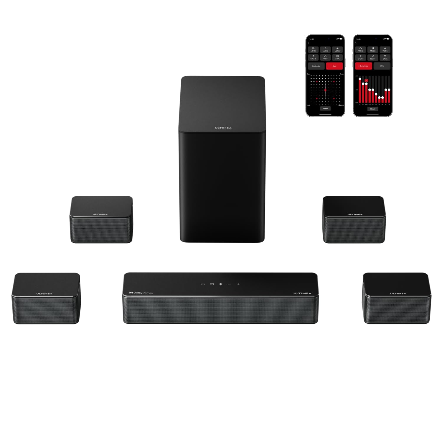 ULTIMEA D80 7.1 Channel Dolby Atmos Soundbar System with 460W Power, 6.5