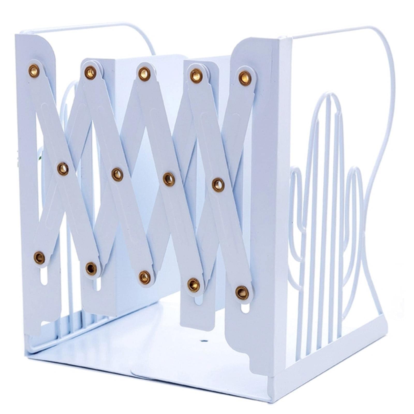 Adjustable Metal Cactus Bookends - Heavy Duty Desk Organizer for Bookshelf, Home & School Office Supplies | Perfect for Book Storage, Decoration & Workspace Organization