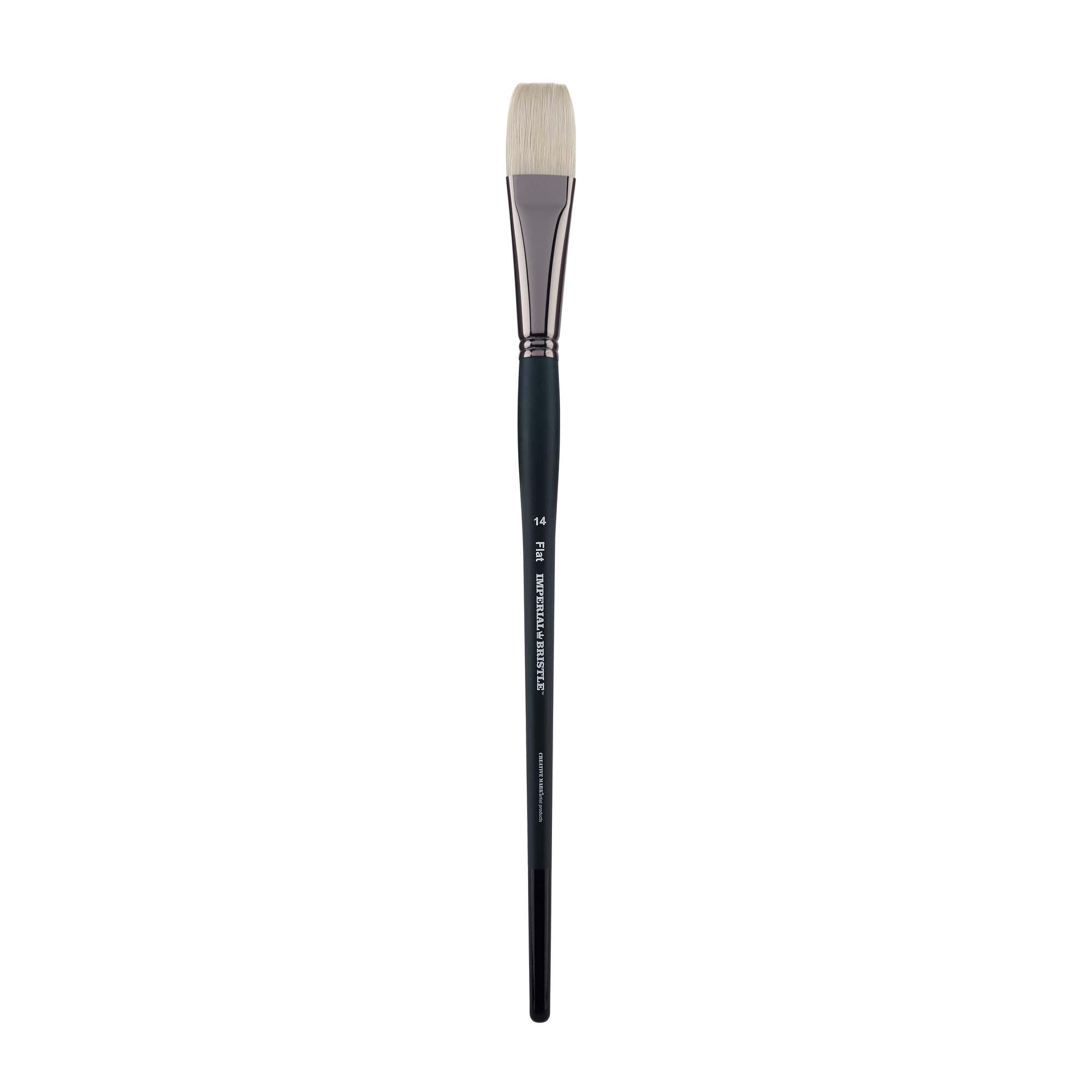 Imperial Professional Chungking Hog Bristle Brush - Flat #14 | Handmade Artist Oil Paint Brush with Nickel-Plated Brass Ferrules | Stiff Yet Soft Natural Bristles | Perfect for Canvas Painting, Acrylics & Oil Techniques | Long Handle for Comfortable Grip