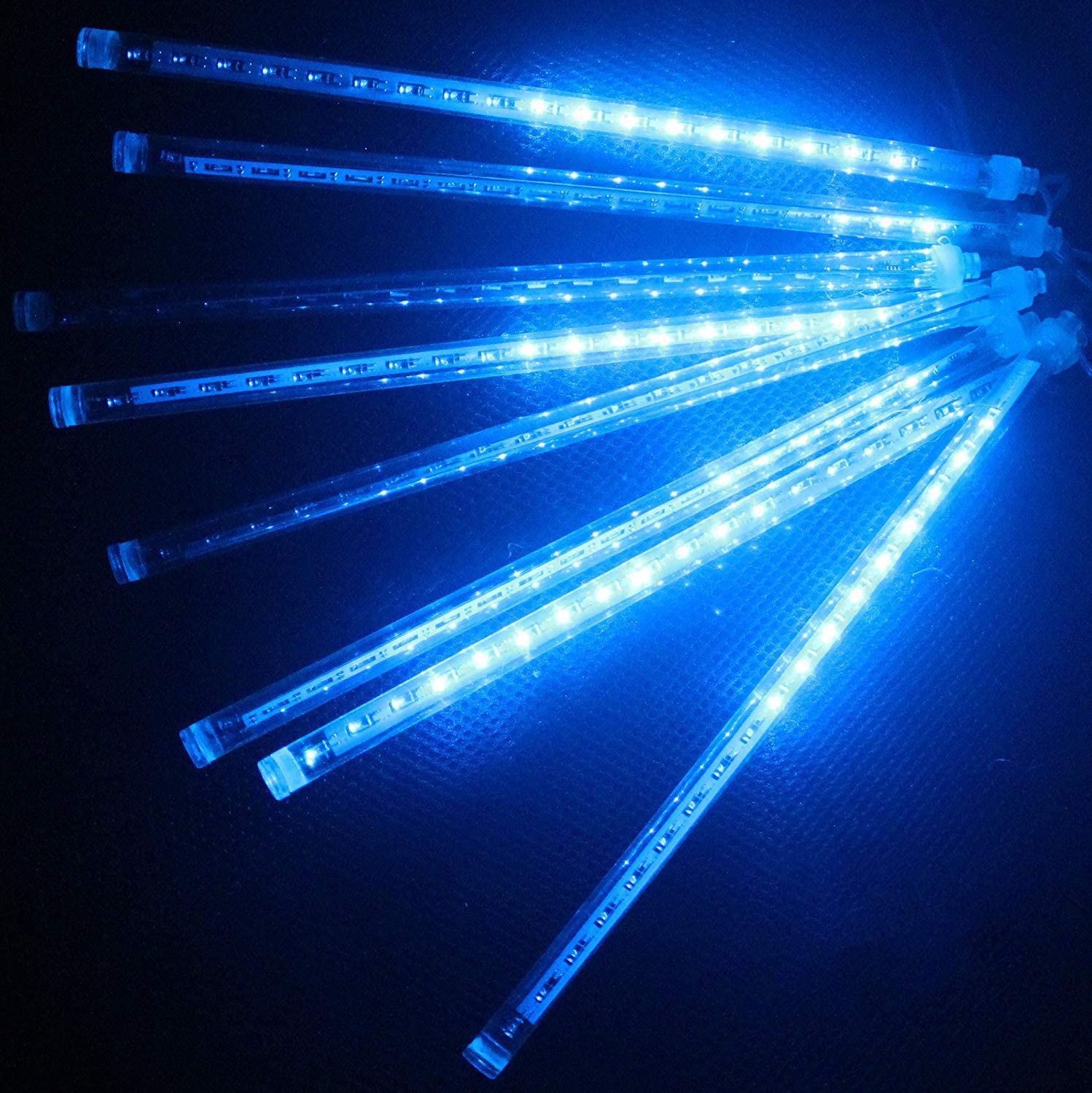 Loveboat Blue Rain Drop Lights - 8 Tubes 30cm 144 LEDs Meteor Shower Falling LED Tree Cascading String Lights for Outdoor Christmas, Wedding, Party, Garden & Holiday Decorations | Perfect for Patio, Backyard, Landscape and Special Events Lighting