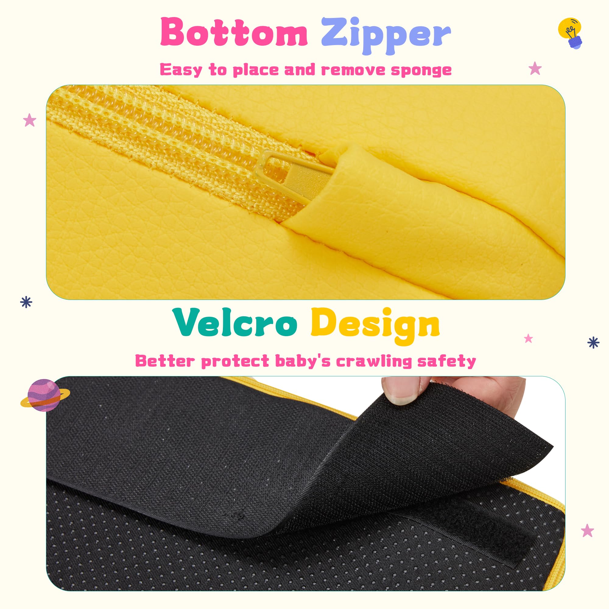 7-Piece Soft Foam Climbing Blocks for Toddlers - Non-Slip PU Leather Baby Play Gym with Velcro | Safe Indoor Activity Toys for Crawling, Climbing & Early Childhood Development | Perfect for Playrooms, Daycares & Home Learning Spaces