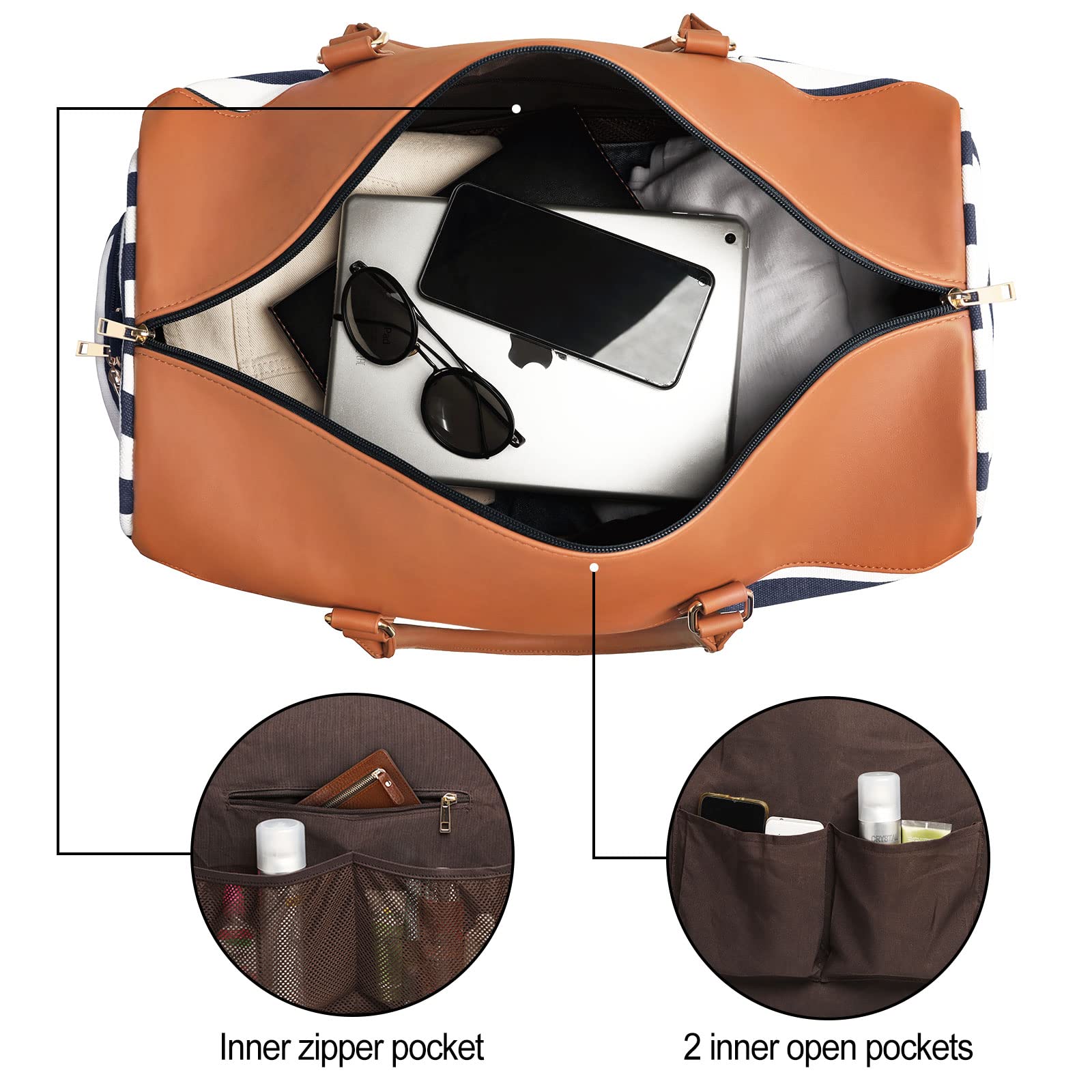 Stylish Women's Canvas Weekender Bag with Shoe Compartment - Large Travel Duffel for Overnight Trips, Business Travel, Gym & Sports | Perfect Carry-On for Daily Use & Weekend Getaways