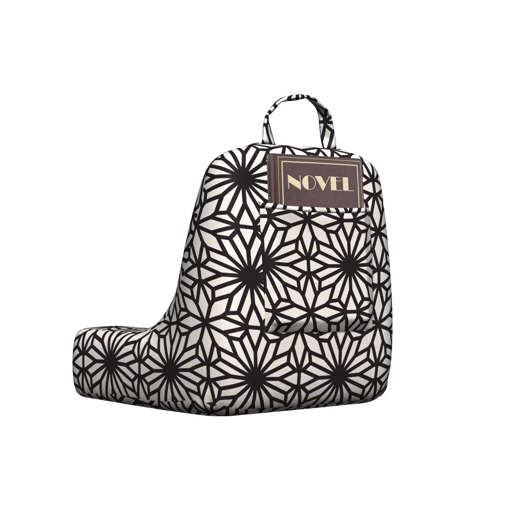 Ambesonne Ethnic Reading Pillow Cover - Moroccan Star & Mandala Geometric Design - Soft Fabric Unstuffed Bed Rest Case - Small Black & Off White - Perfect for Reading, Meditation & Home Decor