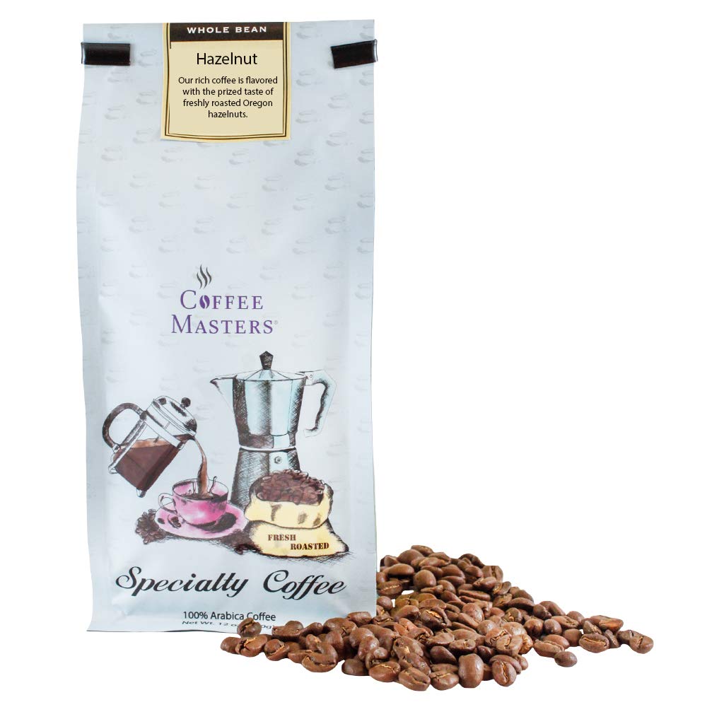 Premium Hazelnut Flavored Whole Bean Coffee - 12 Ounce Bags (Pack of 4) - Rich Aroma for Home Brewing, Office Use & Gift Giving
