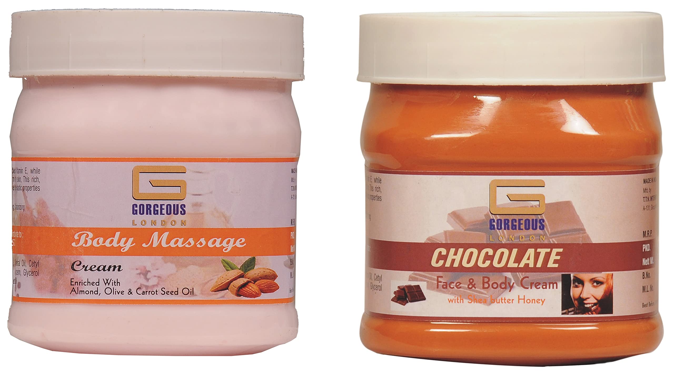 London Body Massage Cream & Chocolate Cream Combo - 2 Pack (450g Each) for Relaxation & Skin Hydration - Perfect for Spa Nights & Self-Care Routines