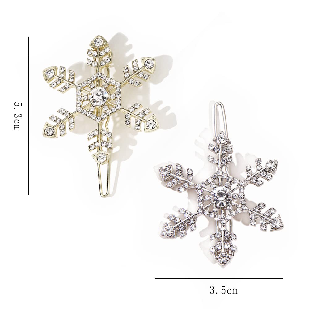 4 Pcs Silver Crystal Hair Clips - Snowflake Hair Barrettes for Women & Girls | Elegant Hair Accessories for Parties, Weddings & Daily Wear