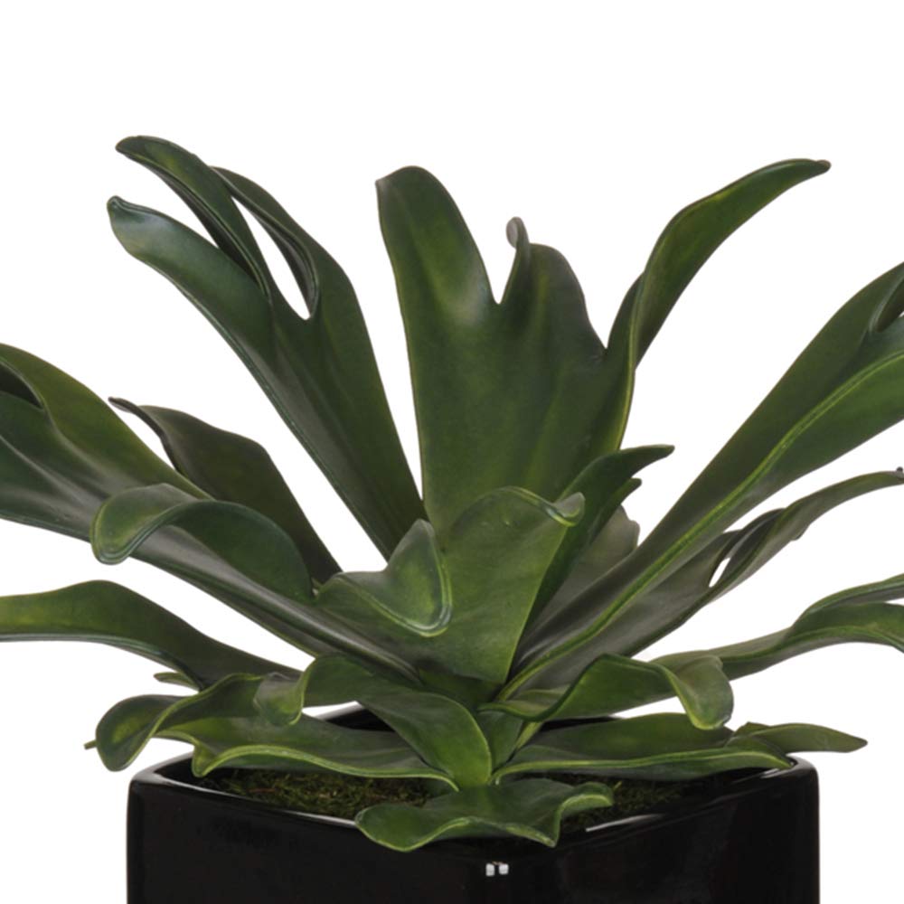 Artificial Agave Succulent Plant in Black Ceramic Cube - Low Maintenance Silk Flower Arrangement for Home Office Desk Decor, Wedding Centerpiece & Modern Interior Design