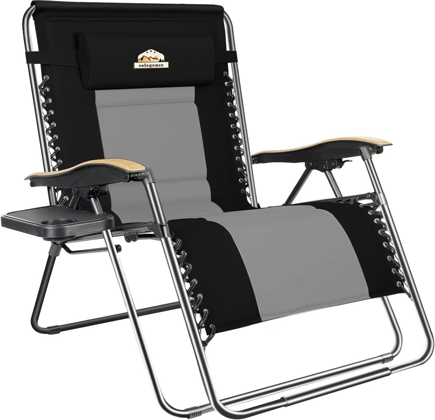 Colegence 33In Wide XXL Zero Gravity Chair - Heavy Duty 400 LBS Capacity, Oversized Adjustable Recliner with Cup Holder - Foldable Outdoor Lounge Chair for Beach, Camping, Lawn, Patio & Backyard Relaxation (Black) - Perfect for Sunbathing, Poolside Lounging and Backyard BBQs