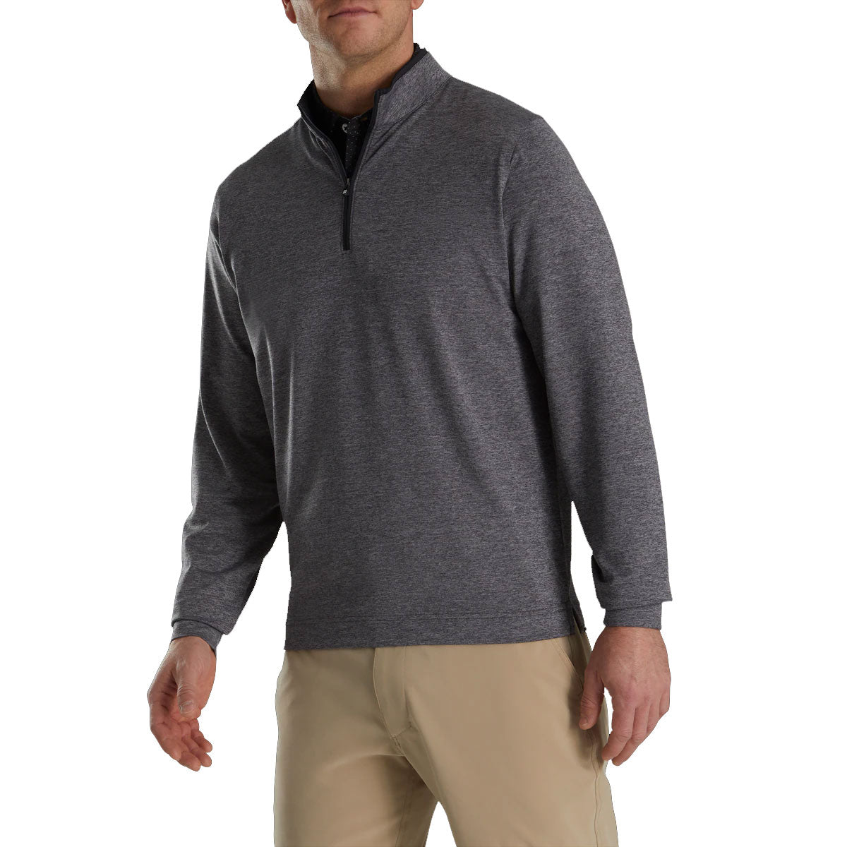 Footjoy Lightweight Solid Mid Layer Charcoal Men's Golf 1/2 Zip Pullover - Breathable & Moisture-Wicking Performance Golf Shirt for Men - Perfect for Cool Weather Golfing & Outdoor Sports