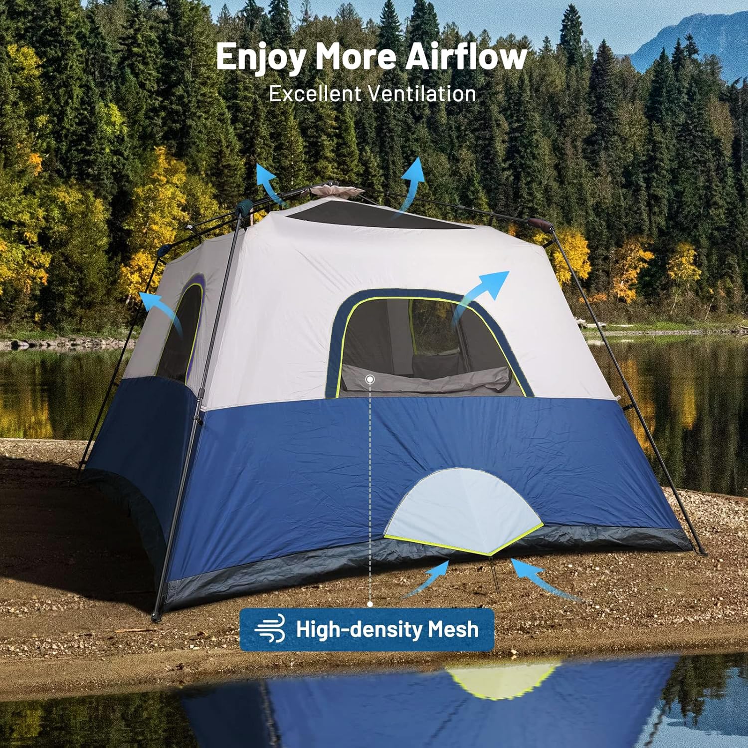 3/4/6 Person Instant Setup Camping Tent - Waterproof & Weatherproof Family Cabin Tent with Rainfly, Quick Pop Up in 60 Seconds & Upgraded Ventilation - Perfect for Backpacking, Hiking, and Outdoor Adventures