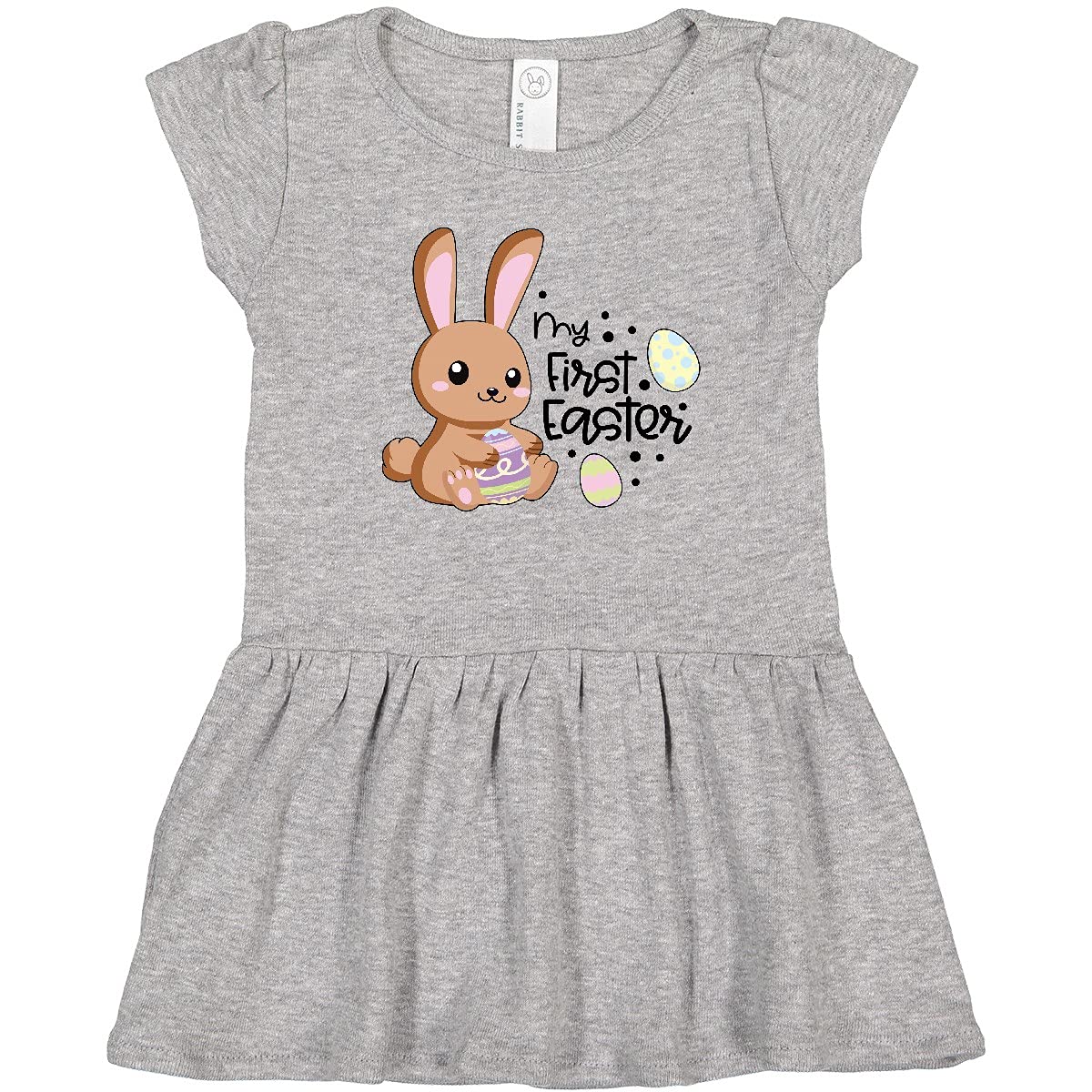 Inktastic My 1st Easter with Brown Bunny and Easter Eggs Toddler Dress - Adorable Easter Outfit for Baby Girls & Boys - Perfect for Easter Sunday, Egg Hunts & Family Photos