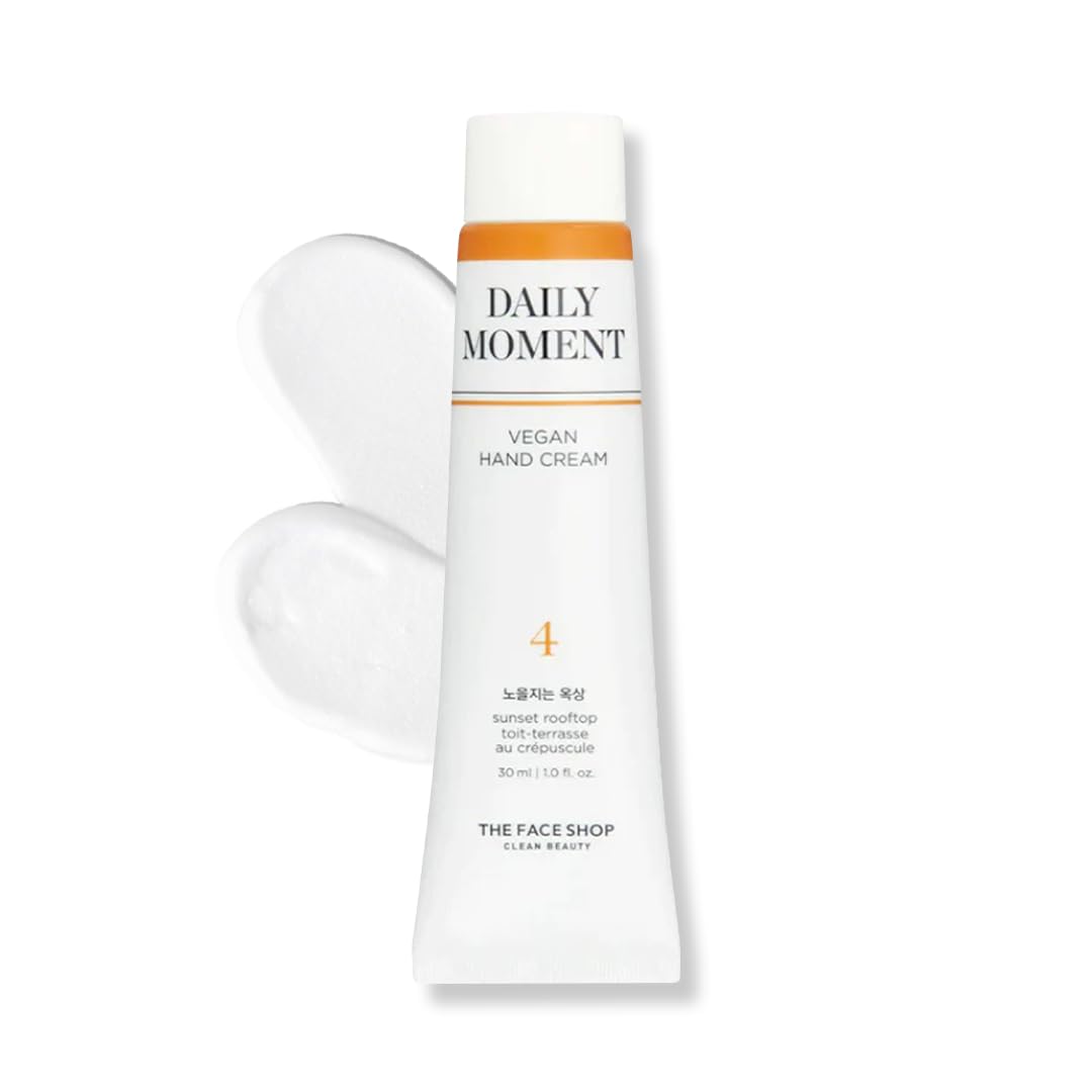 The Face Shop Daily Moment Vegan Hand Cream - Sunset Rooftop Scent with Hyaluronic Acid & Shea Butter | Non-Greasy, Fast Absorbing Moisturizer for Dry Hands | 30ml Travel Size | Perfect for Office, Travel & Daily Hydration