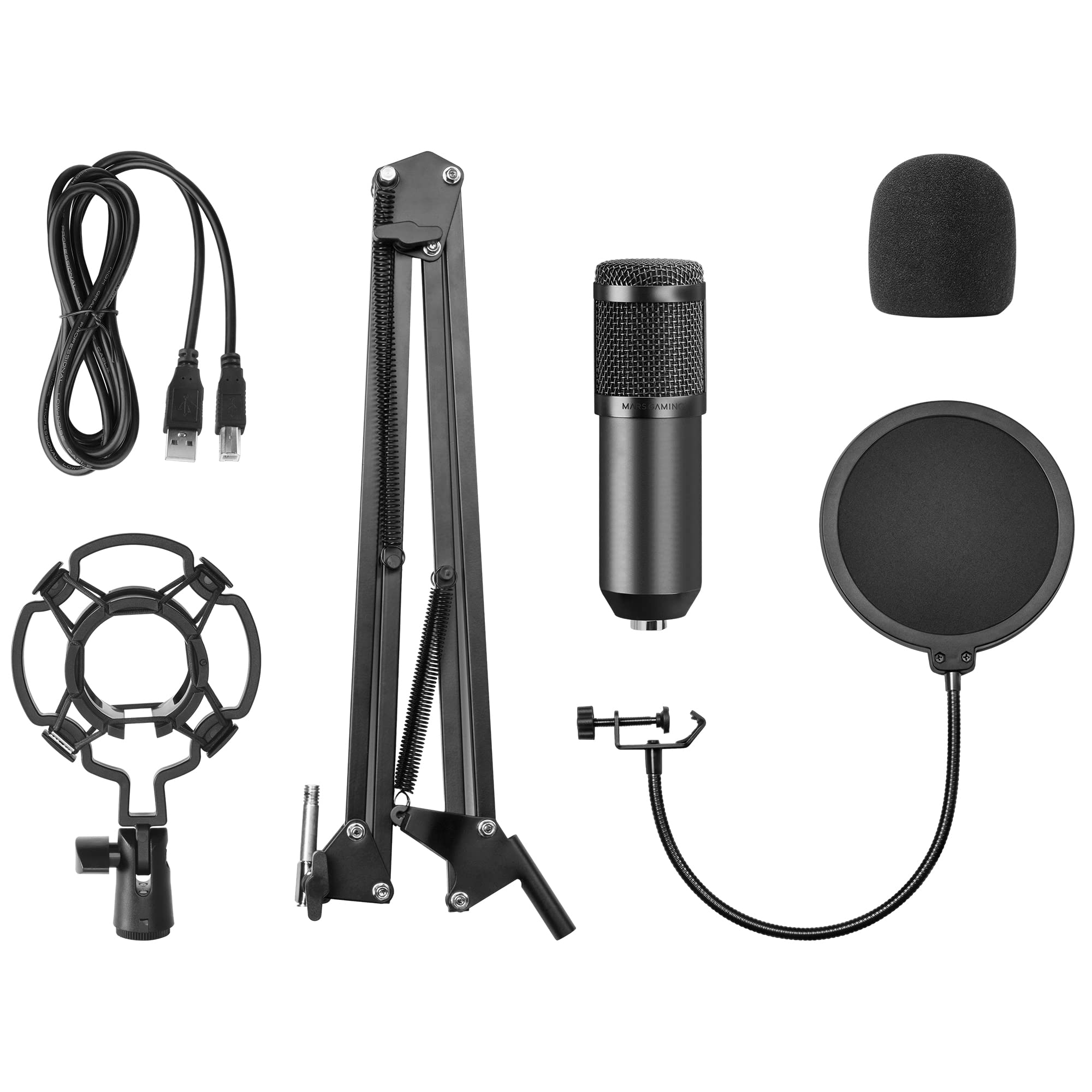 MARSGAMING MMICPRO USB Condenser Microphone for PC - High Definition Streaming & ASMR Mic - Compatible with Windows & Mac (Black) - Perfect for Gaming, Podcasting, Voiceovers & Live Streaming