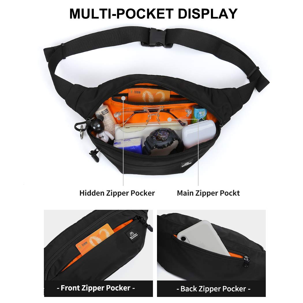 **Waterproof Large Fanny Pack for Men & Women - Adjustable Waist Bag with Zipper - Plus Size Gym, Outdoor & Travel Essentials Pouch - Perfect for Running, Hiking & Daily Use**