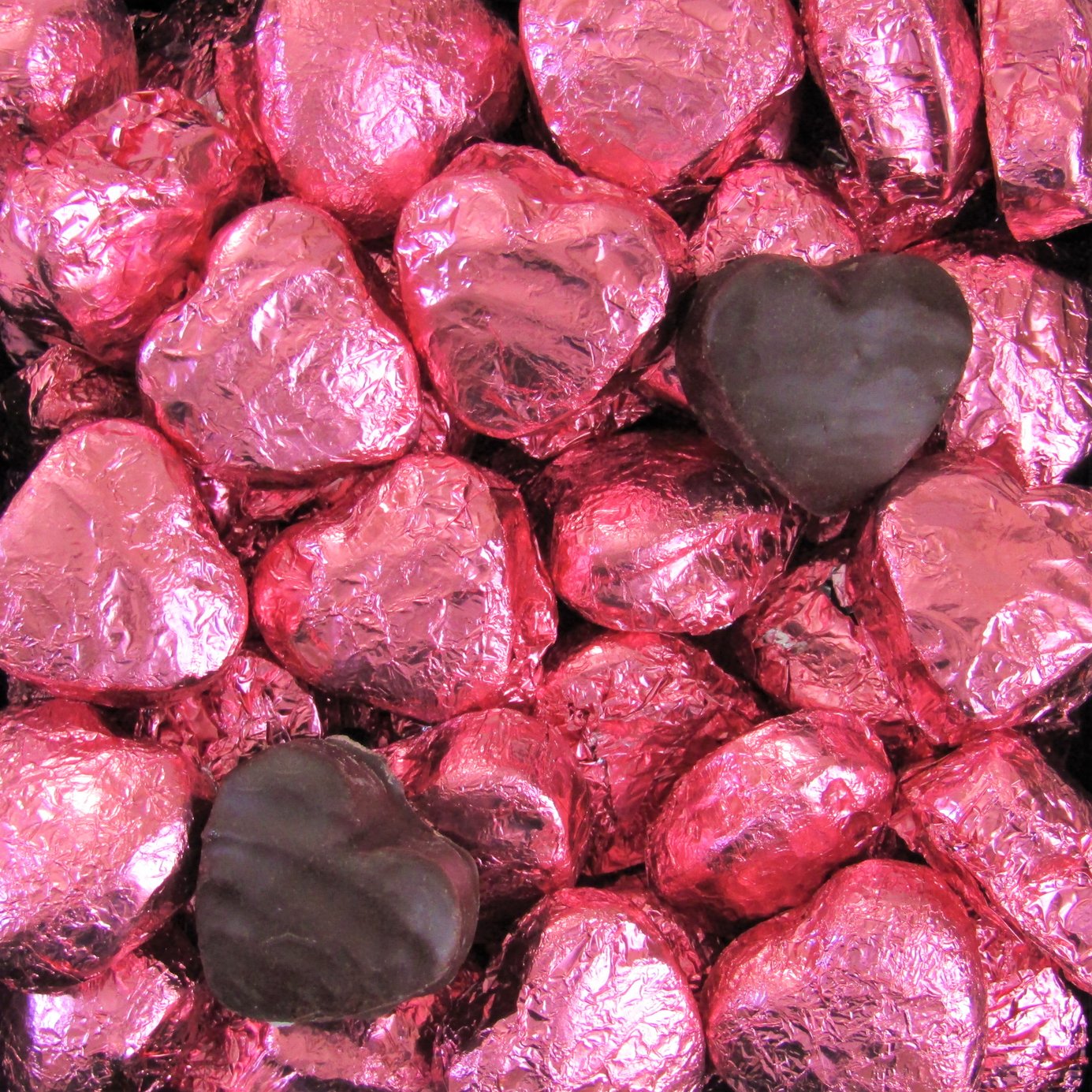 Delicious Raspberry Crème Chocolates Hearts in Elegant Pink Foil - 2.5 LBS Jumbo Jar - Perfect for Valentine's Day Gifts, Wedding Favors & Romantic Celebrations